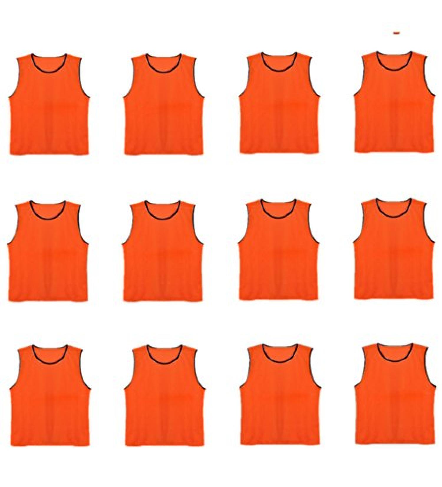 DreamHigh DH Soccer Sports Team Practice Pinnies - Youth Training Mesh Vests, Orange (12 pcs Pack) - Buy Online on GoSupps.com