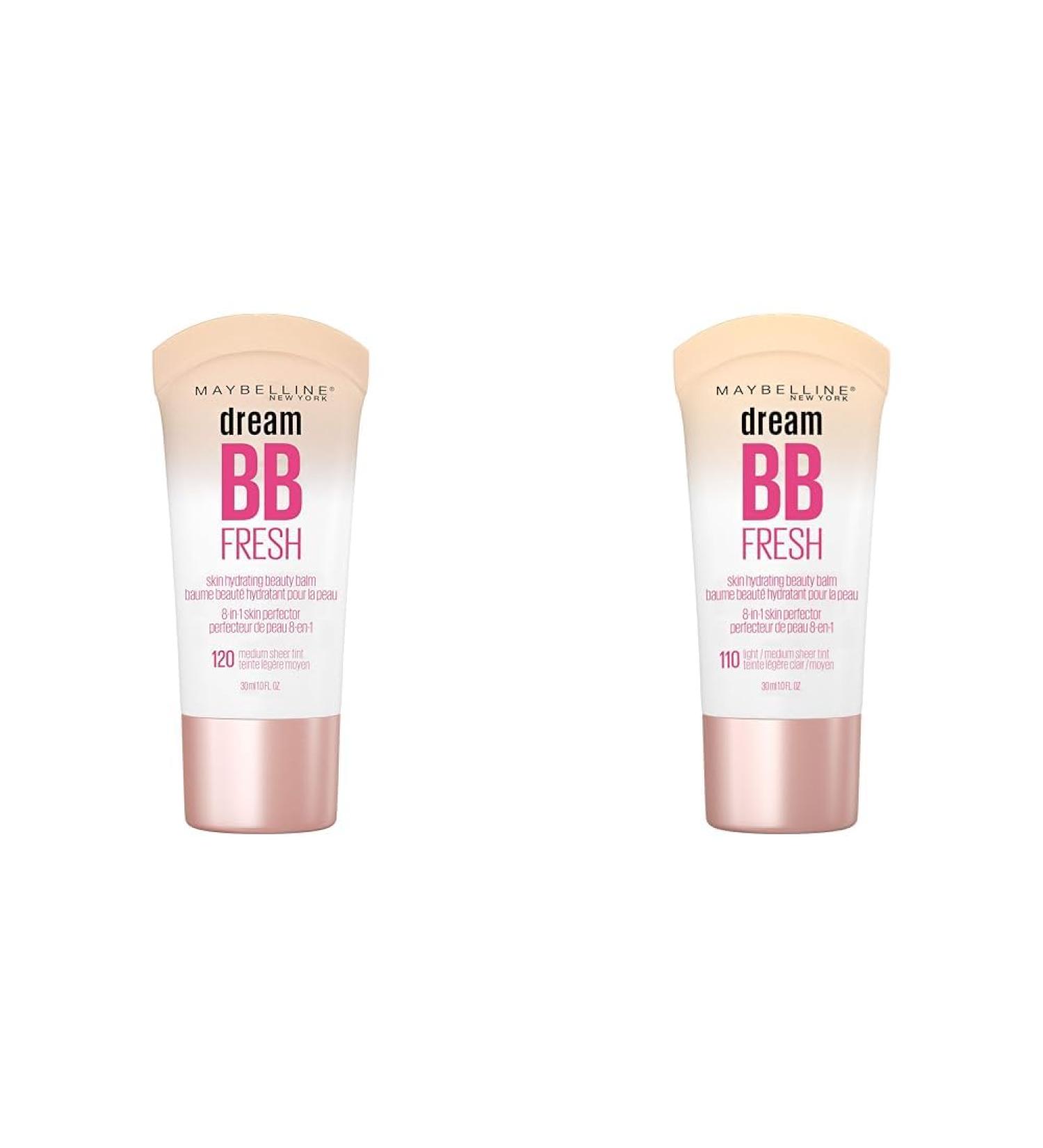 Maybelline Dream Fresh Skin Hydrating BB cream 8-in-1 Skin Perfecting Beauty Balm Sheer Tint Coverage Oil-Free Medium 1 Fl Oz & BB Fresh 110 Light/Medium - Buy Online on GoSupps.com