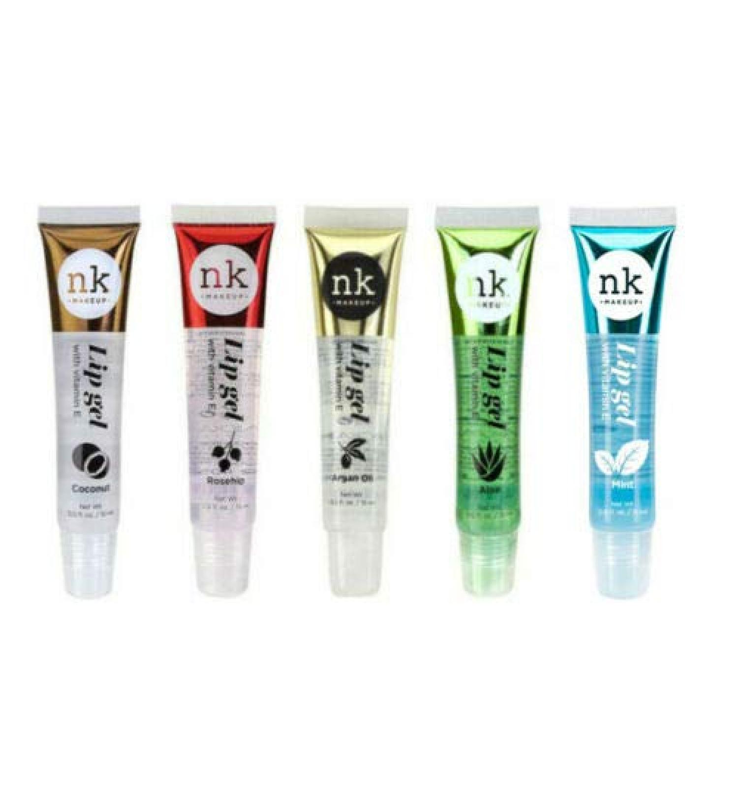 NK Lip Gel Set - Rosehip, Argan Oil, Mint, Aloe, Coconut Moisturizing Clear Gloss - 5PCS - Buy Online on GoSupps.com