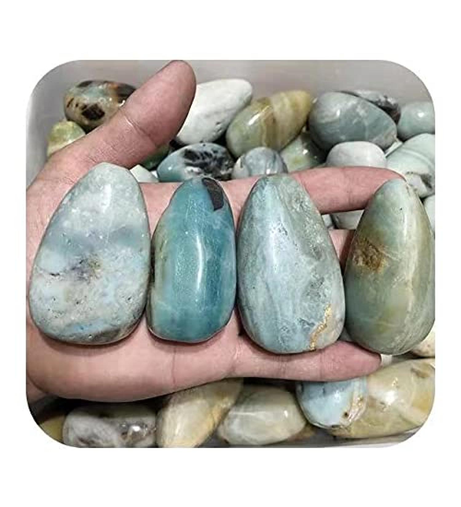Natural Quartz Stones Polished Sky Blue Drop Shape Caribbean Calcite Crystal Palm Stone 1pc Chakra Reiki Balancing - Buy Online on GoSupps.com