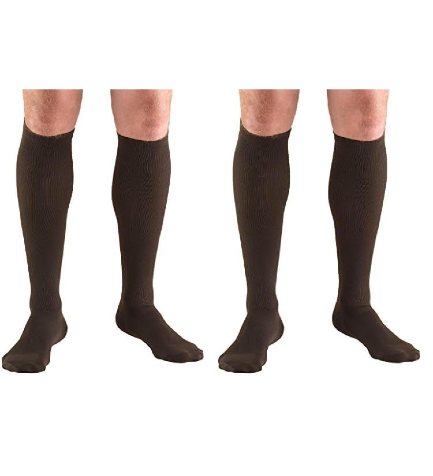 Truform Compression Socks for Men - 15-20 mmHg Knee High Over Calf Brown XL (Pack of 2) - Cushioned Dress Socks for Comfort & Support - Buy Online on GoSupps.com