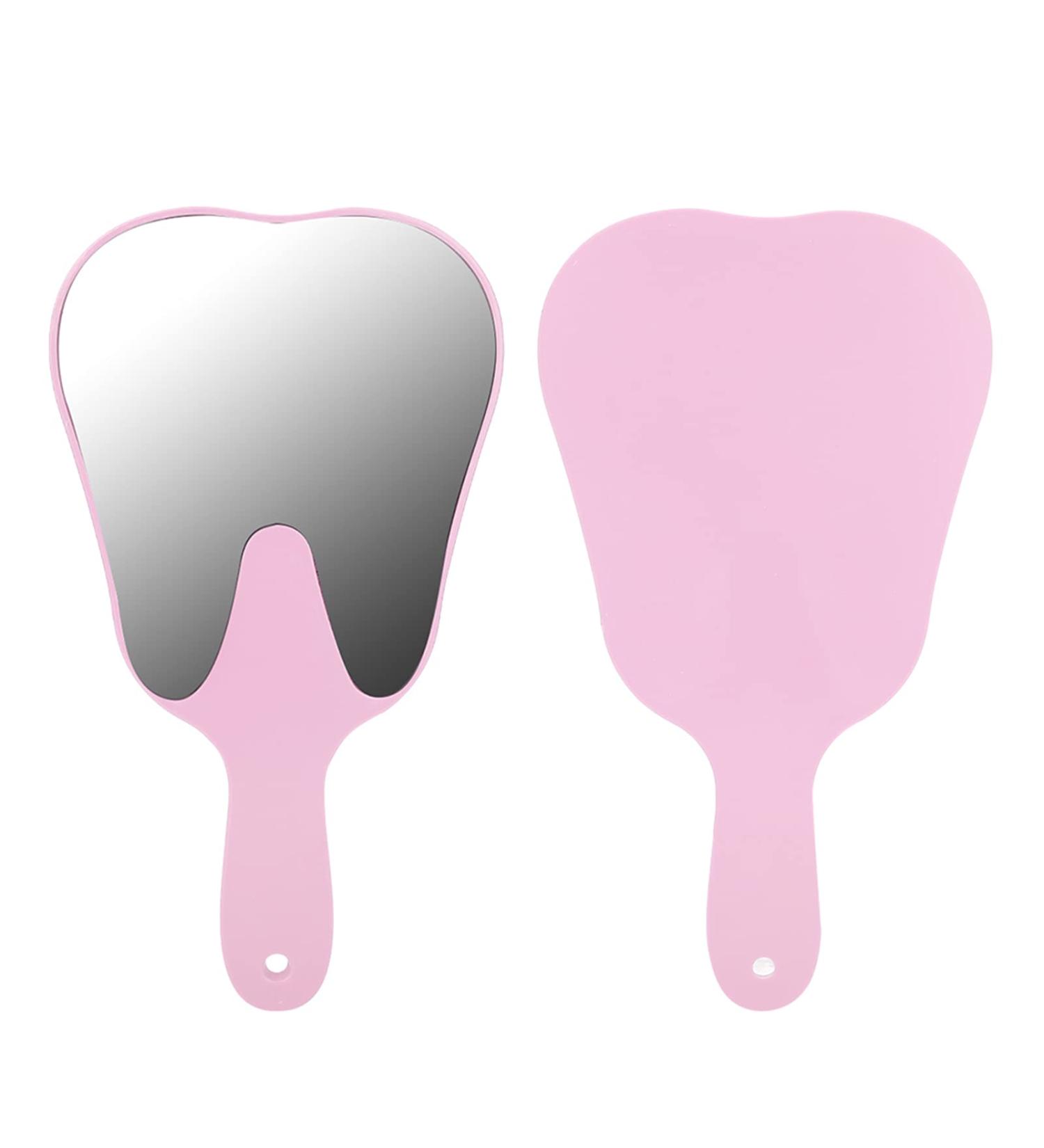 Cute Tooth Shaped Mirror with Handle Small Gift for Dental Clinic 3 Colors Available PC Material Designed for Oral Observation (Pink) - Buy Online on GoSupps.com