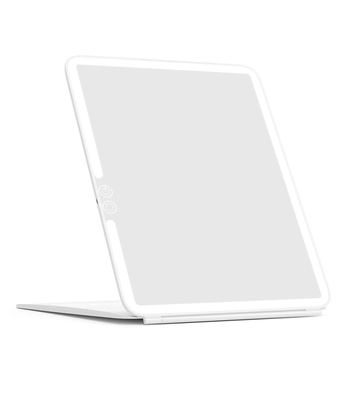 Roopeti Travel Makeup Mirror  Make up Mirror with Lighting  Rechargeable Folding Portable Makeup Mirror with Light  Travel Must Haves for Women White