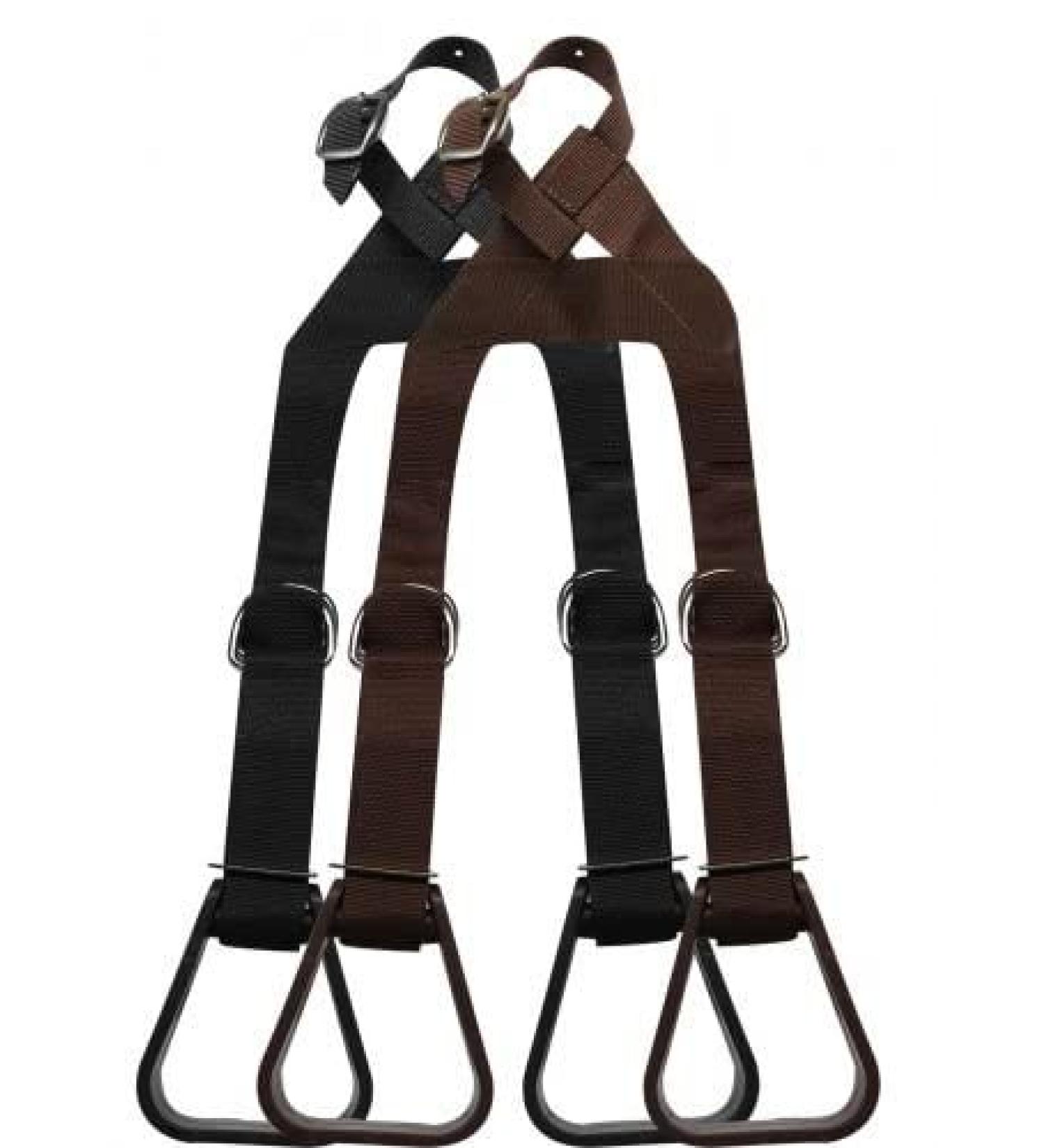 Showman Heavy Duty Nylon Adjustable Buddy Stirrups Black