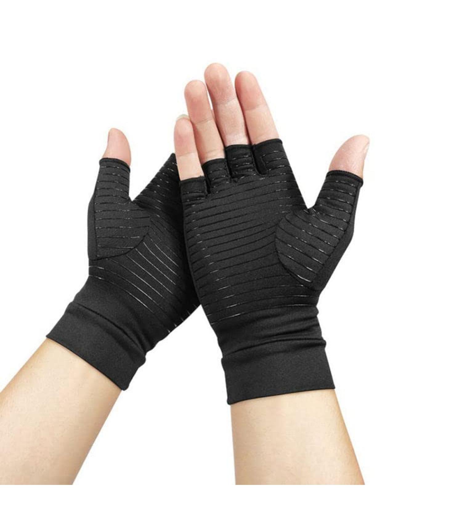 Copper Compression Arthritis Gloves - Pain Relief for Rheumatoid & Osteoarthritis - Wrist Support - Fingerless Design for Carpal Tunnel - 1 Pair (Small) - Buy Online on GoSupps.com