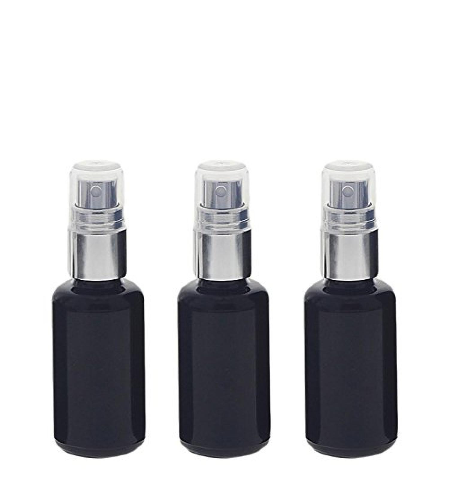 Violet Glass Miron Spray Bottle 30ml - Light-Protecting 3-Pack with Silver Pump for Cosmetics - Cosmetry Cosmetex - Buy Online on GoSupps.com