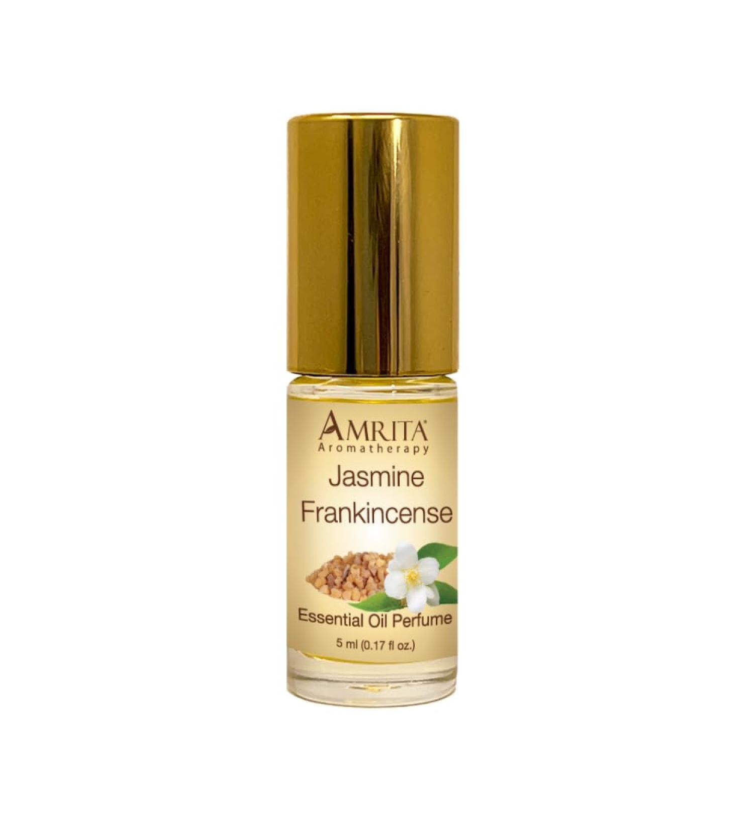 AMRITA Aromatherapy: Jasmine Frankincense Essential Oil Perfume - Natural & Alcohol-Free - Blended with Premium Therapeutic Quality Essential Oils - Size: 5ML - Buy Online on GoSupps.com