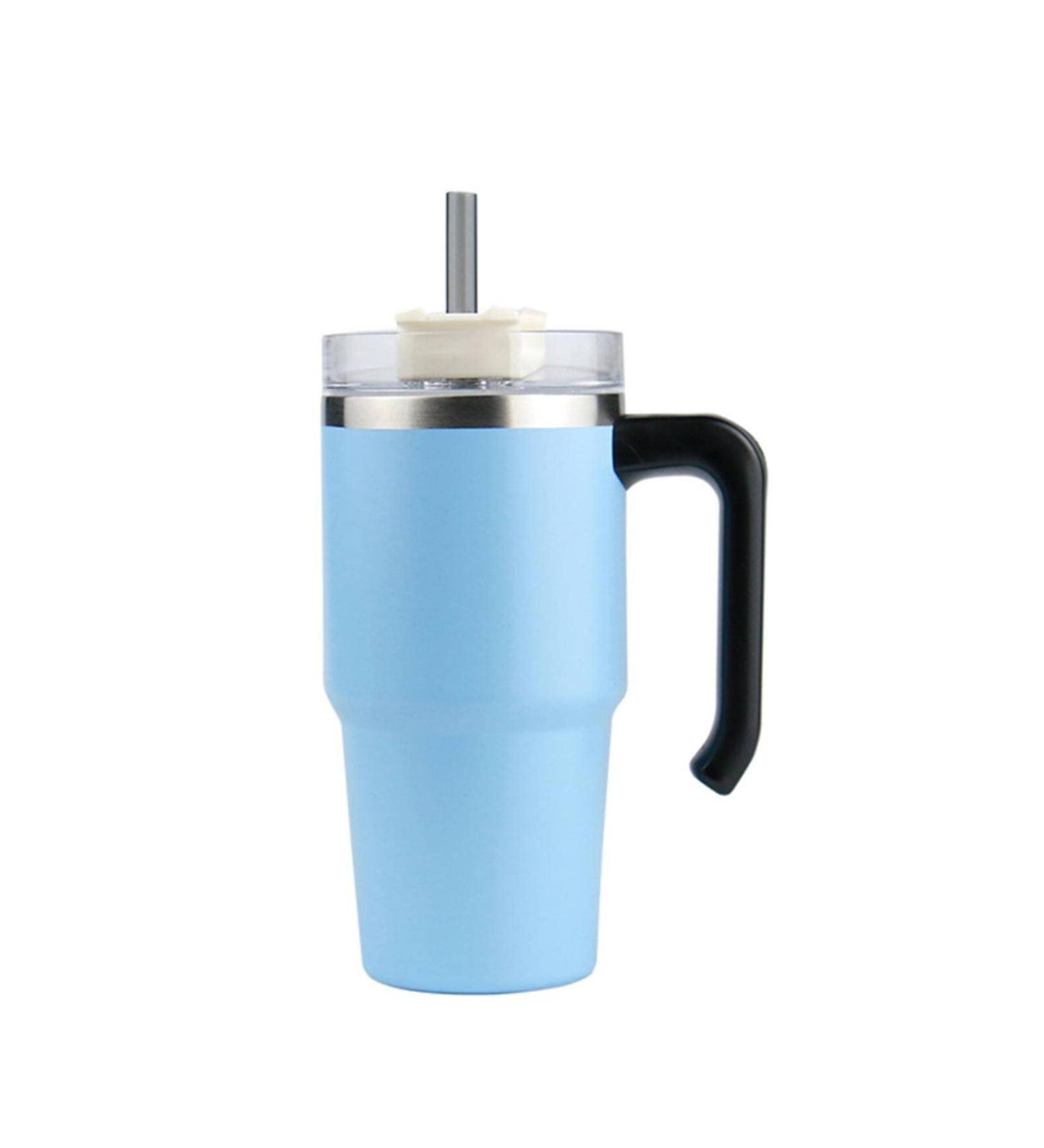 Large-Capacity Stainless Steel Car Mug Multi-Color Style with Handle Ice Bully Mug Car Office Beer Mug Thermal Insulation and Cold Storage Light Blue 30oz - Buy Online on GoSupps.com