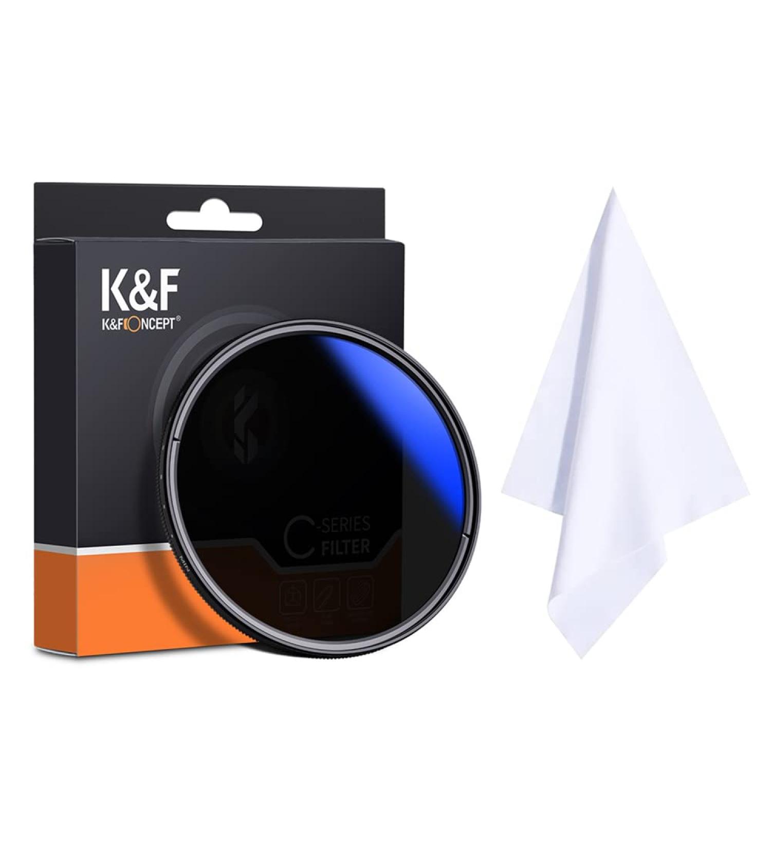 K&F Concept 62mm Variable ND Filter ND2-ND400 1-9 Stop Ultra-Slim Coatings for Camera Lens with Cleaning Cloth - Buy Online on GoSupps.com