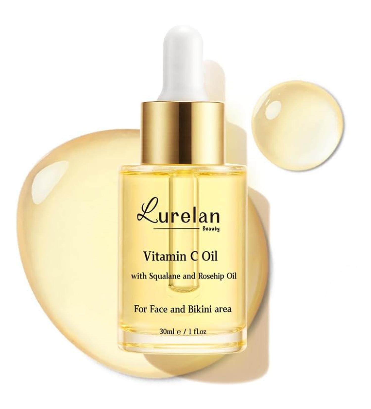 Lurelan Beauty Double Vitamin C Oil For Face and Bikini Area - Brightening Oil with Squalane Rosehip Vitamin E Non-Comedogenic Vegan for All Skin Types (Face oil) - Buy Online on GoSupps.com