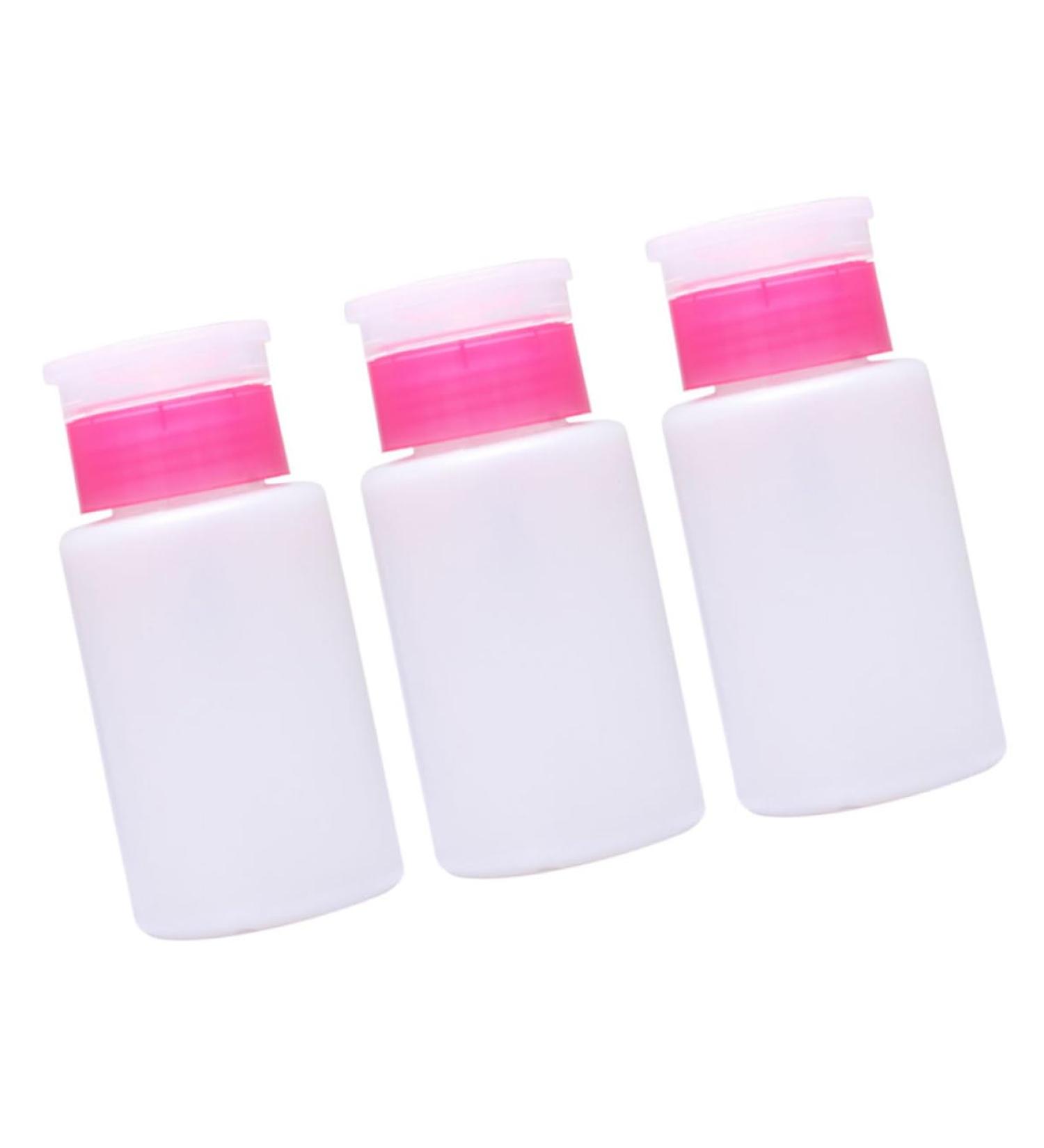  Beatifufu Set of 3 Lockable 150ml Plastic Nail Polish Remover Bottles with Convenient Pressure Pump - Buy Online on GoSupps.com