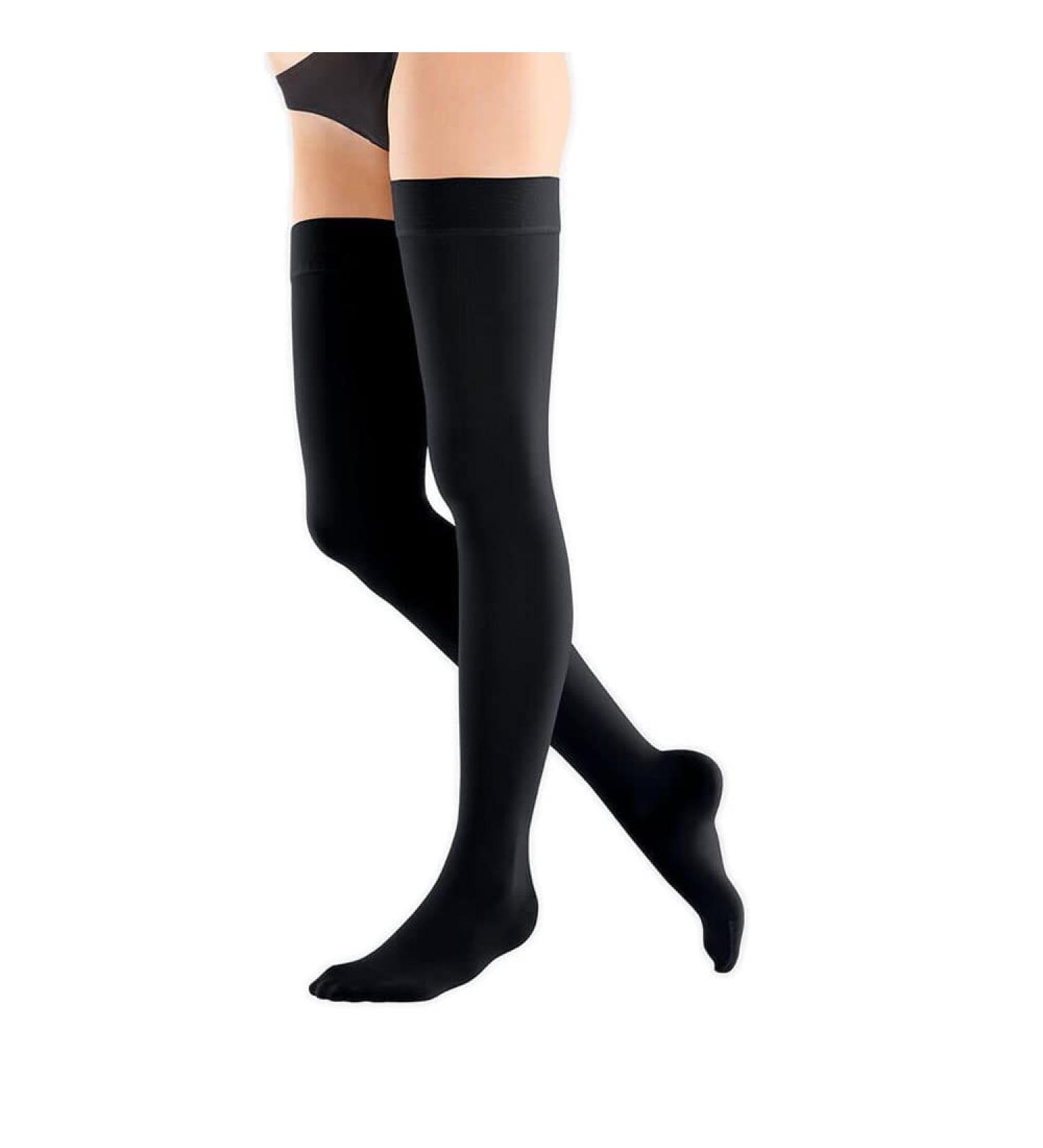 Bauerfeind VenoTrain soft AG CCL1 compression thigh stockings S plus black long long Black