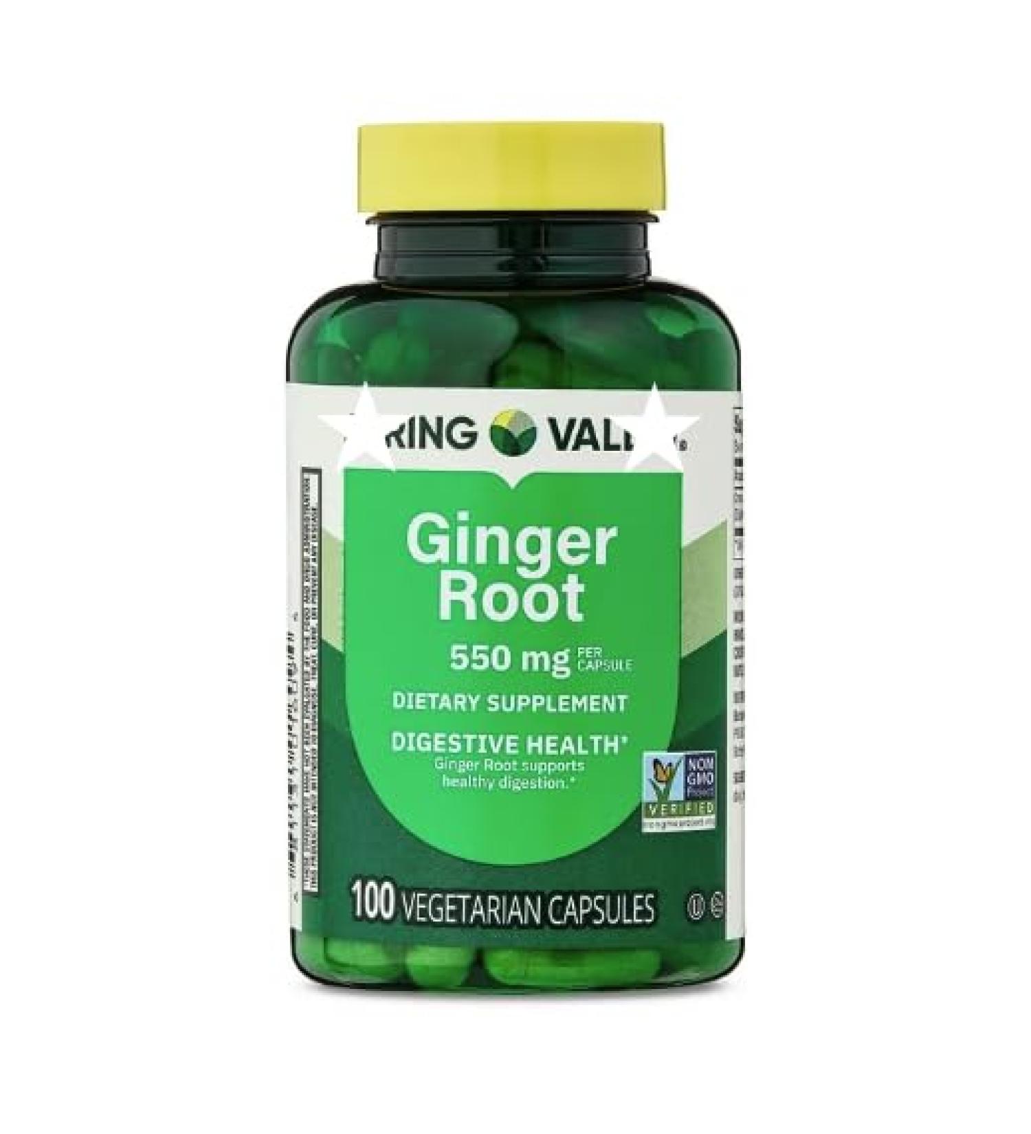 Ginger Root 550 mg Digestive Health Support 100 Capsules Herbal Supplement for Nausea Relief & Healthy Digestion Pack-1 - Buy Online on GoSupps.com