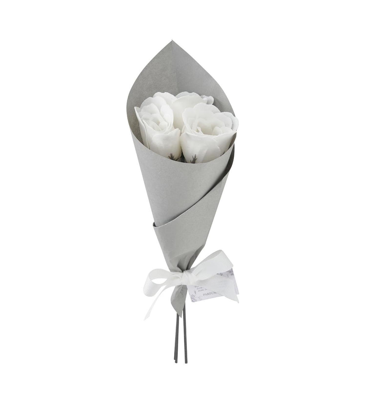 Mathilde M. Bouquet of 3 white soap roses - Rose fragrance