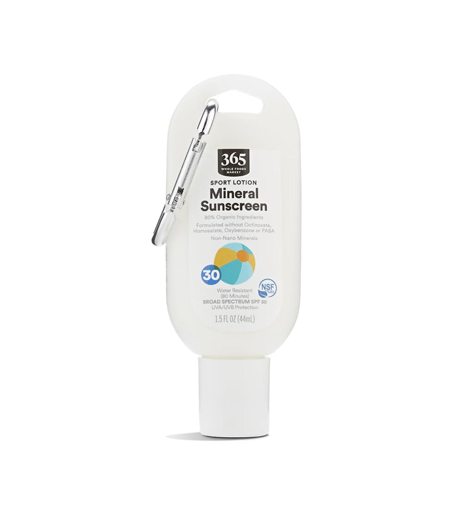 365 by Whole Foods Market Sport Lotion Mineral Sunscreen SPF 30 Water Resistant (80 Minutes) 1.5 Fl Oz 1.5 Fl Oz (Pack of 1)