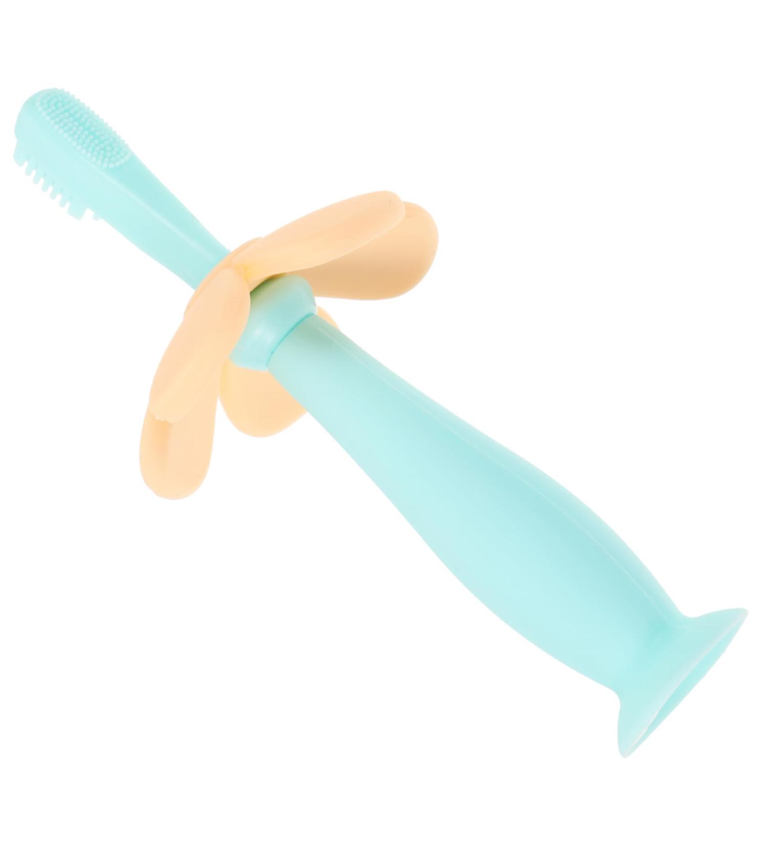 Minkissy Silicone Baby Toothbrush - 1 Pack Children s Oral Care Manual Training Toothbrush - Blue - Buy Online on GoSupps.com