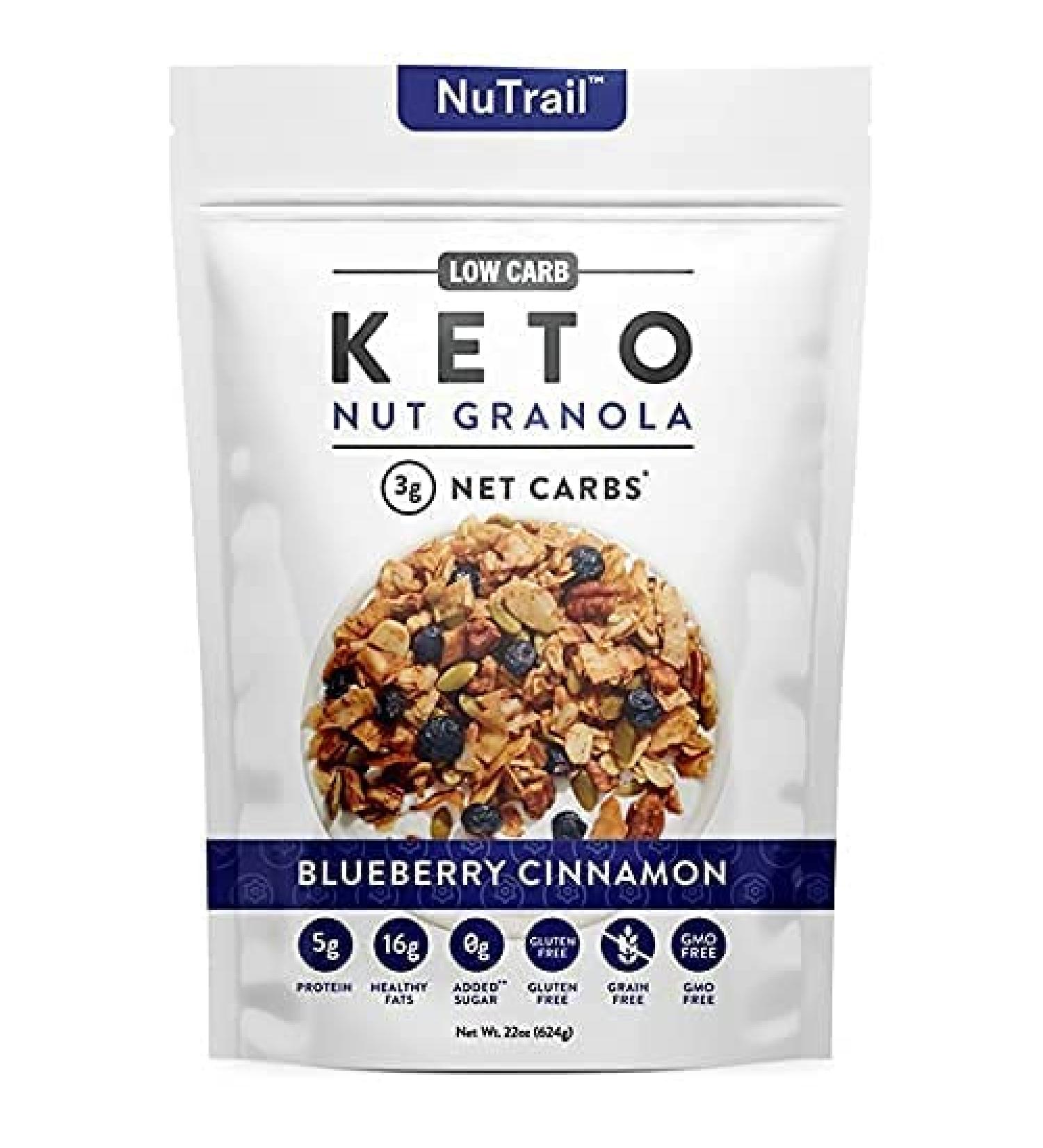 NuTrail Keto Nut Granola Blueberry Cinnamon 2 Pack (22 oz Each 44 oz Total) - Low Carb Grain-Free No Added Sugars No-GMO - Healthy Breakfast Cereal | Gourmet Kitchn blueberry cinnamon 1.375 Pound (Pack of 2) - Buy Online on GoSupps.com