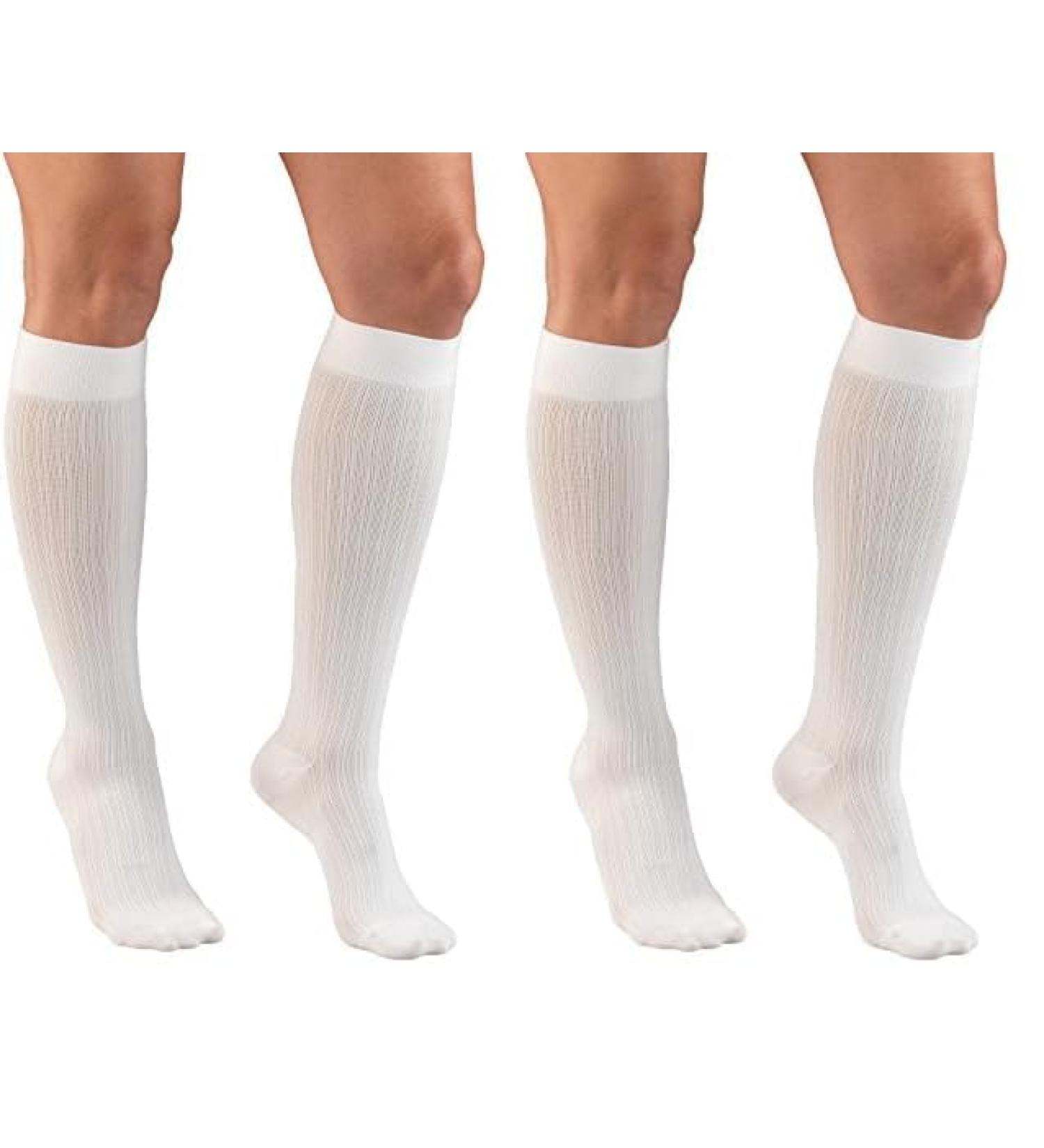 Truform Compression Socks for Women - 15-20 mmHg Knee High Over Calf Length White Rib Knit X-Large (Pack of 2) - Comfortable Dress Socks for Travel & Daily Wear - Buy Online on GoSupps.com