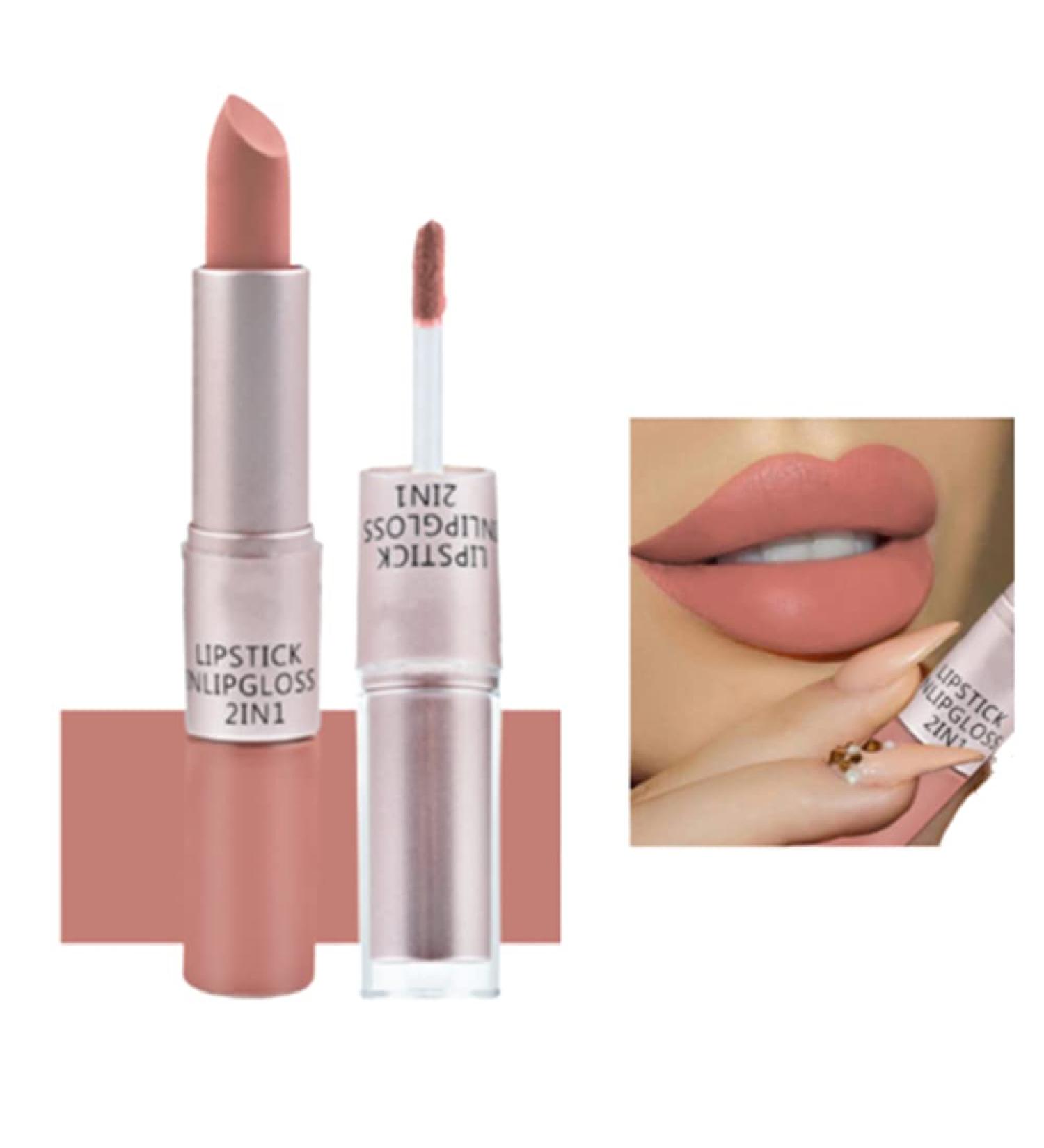 ICATHUNY 2 In 1 Matte Lipstick & Lip gloss (Pink 09) | Long Lasting, Highly Pigmented, Waterproof Formula for Women and Girls - Buy Online on GoSupps.com