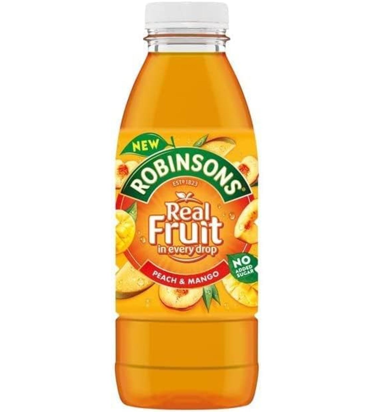 Robinsons Ready To Drink Low Calorie No Artificials - Peach & Mango - 500ml (12 Bottles) 500 ml (Pack of 1)