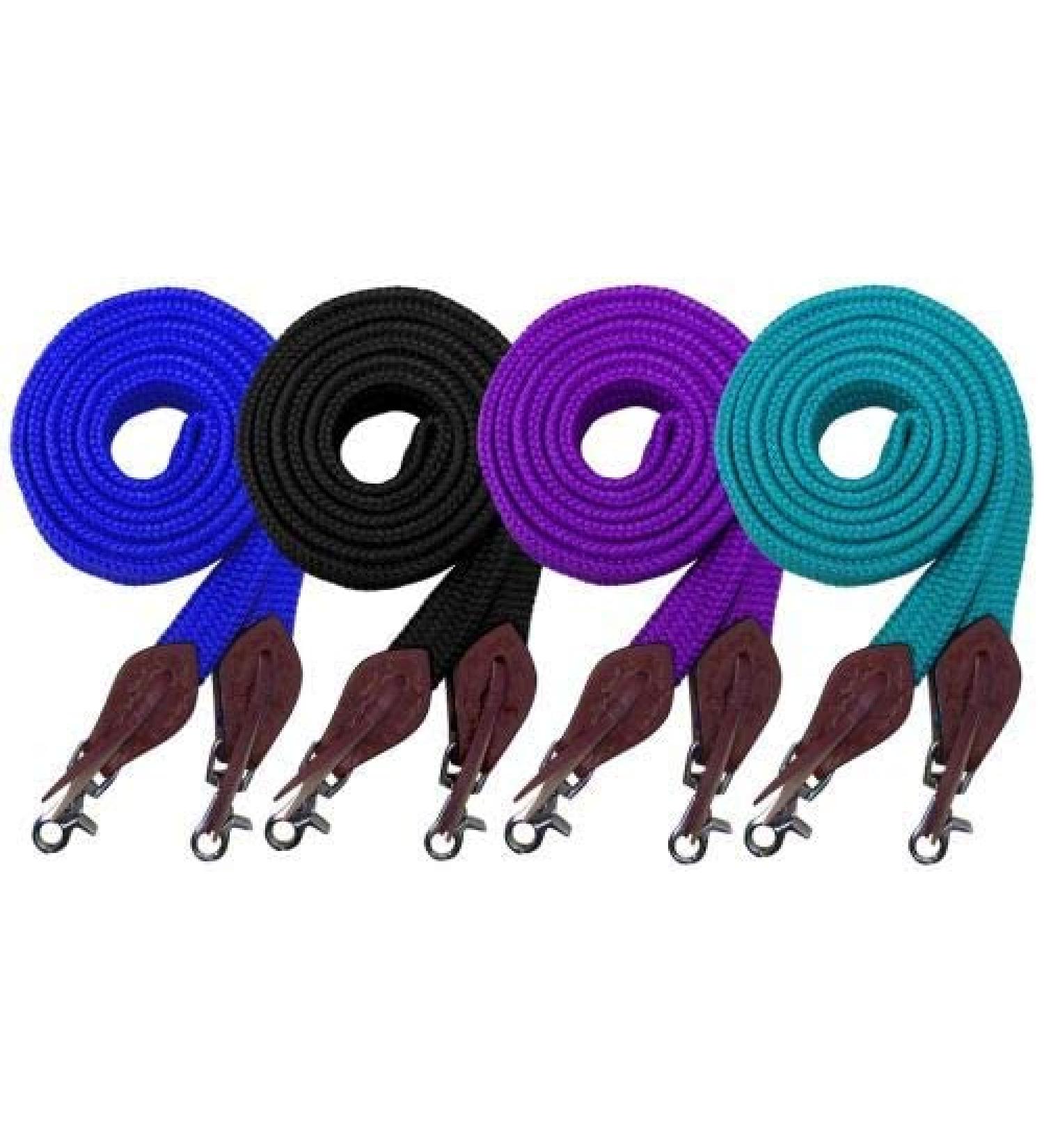 Showman 8' Flat Cotton Roping/Barrel Reins w/Scissor Snap Ends Royal Blue