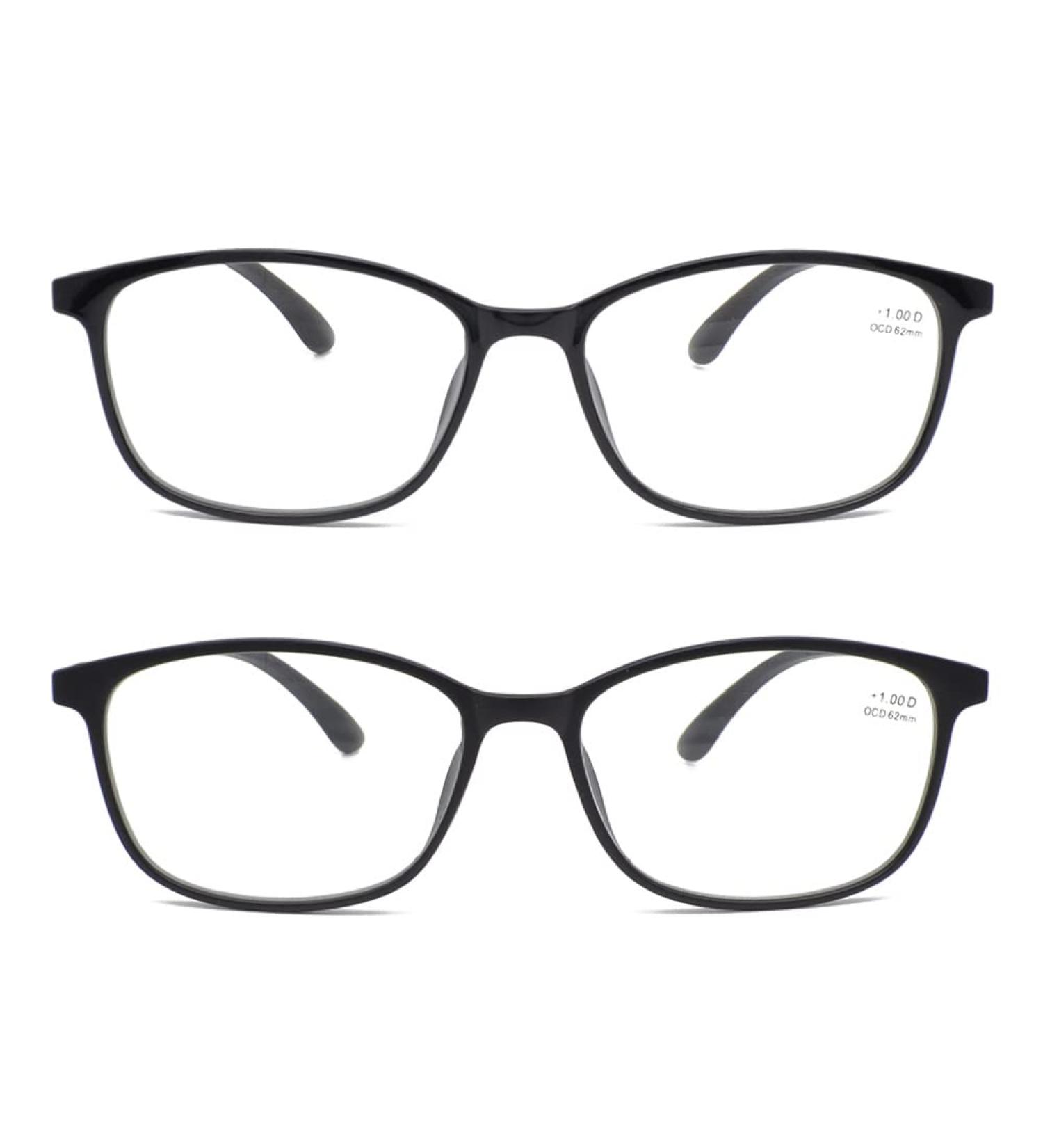 Shop Mcoorn 2-Pack Large Wide Reading Glasses for Men & Women - Flexible Blue Light Filter Matte Black & Light Black Includes Case - 3.0x Magnification - Buy Online on GoSupps.com