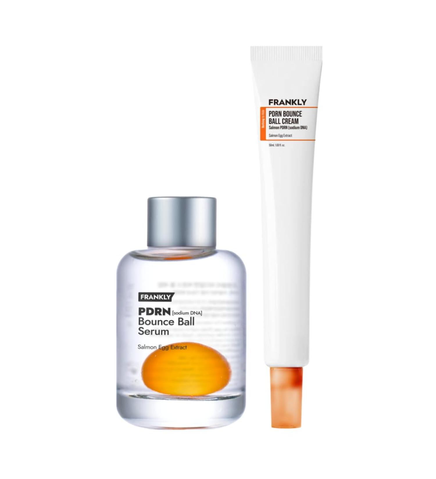 FRANKLY Salmon PDRN Bounce Ball Serum & Cream Duo 99% Pure Salmon DNA for Post Microneedling Skin Recovery Redness & Damage Repair | Glass Skin Korean Skincare | 1.01 fl oz + 1.69 fl oz - Buy Online on GoSupps.com