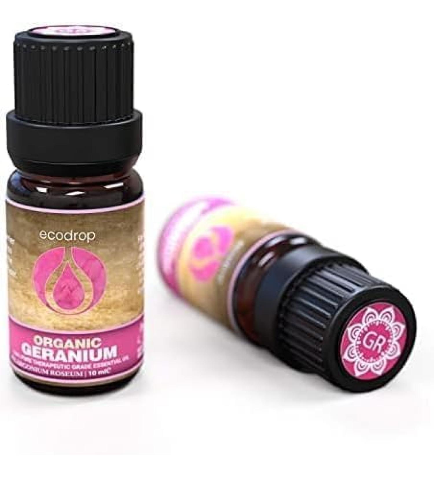 Certified Organic Egyptian Geranium Essential Oil - 100% Pure Therapeutic Grade for Aromatherapy - 10ml with Free E-Book - Buy Online on GoSupps.com