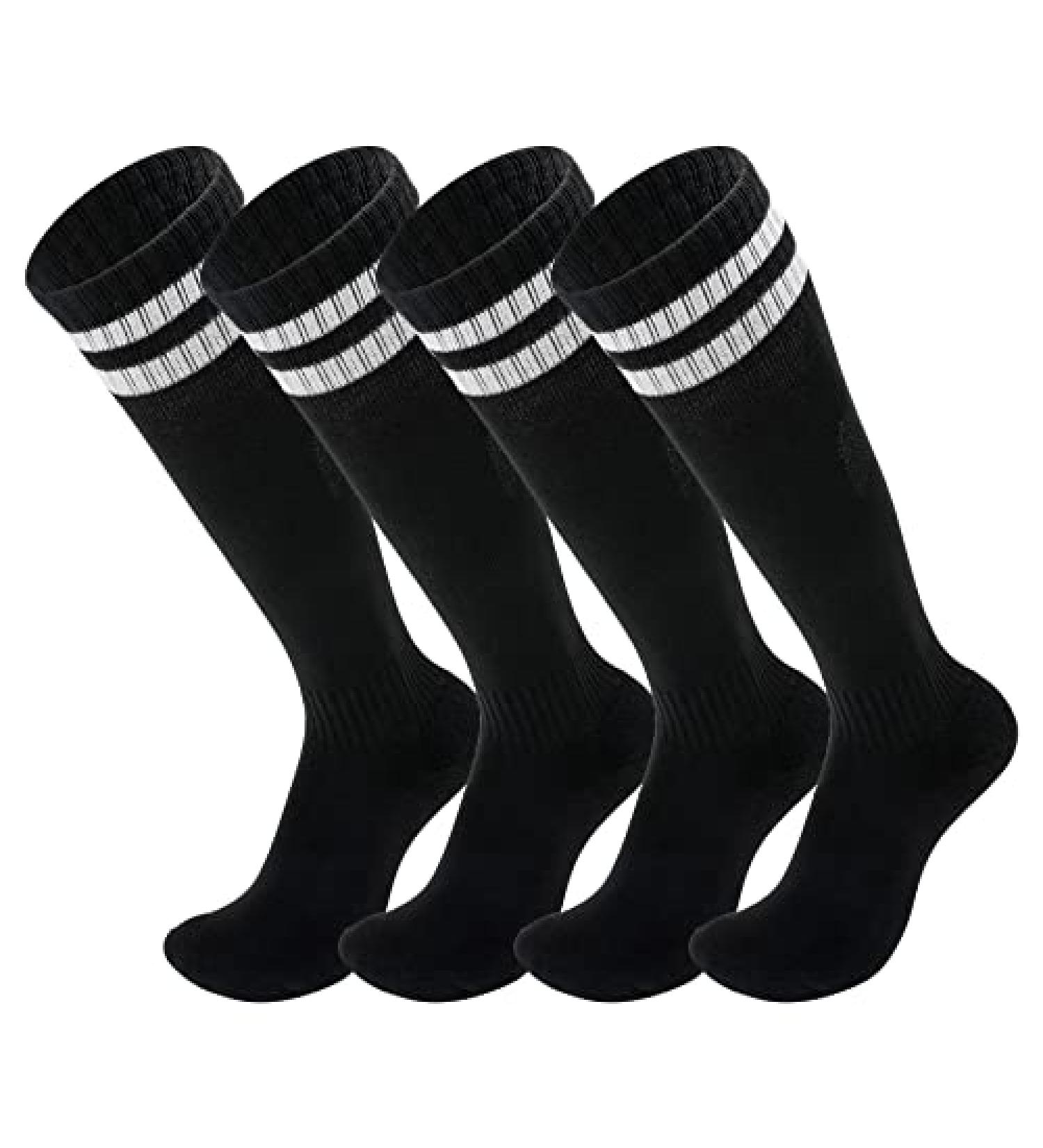 Kids Football Socks - Breathable Sports Training Soccer Socks for Ages 5-12 | 2 Pairs for Boys and Girls | Ideal Gift (Black) - Buy Online on GoSupps.com