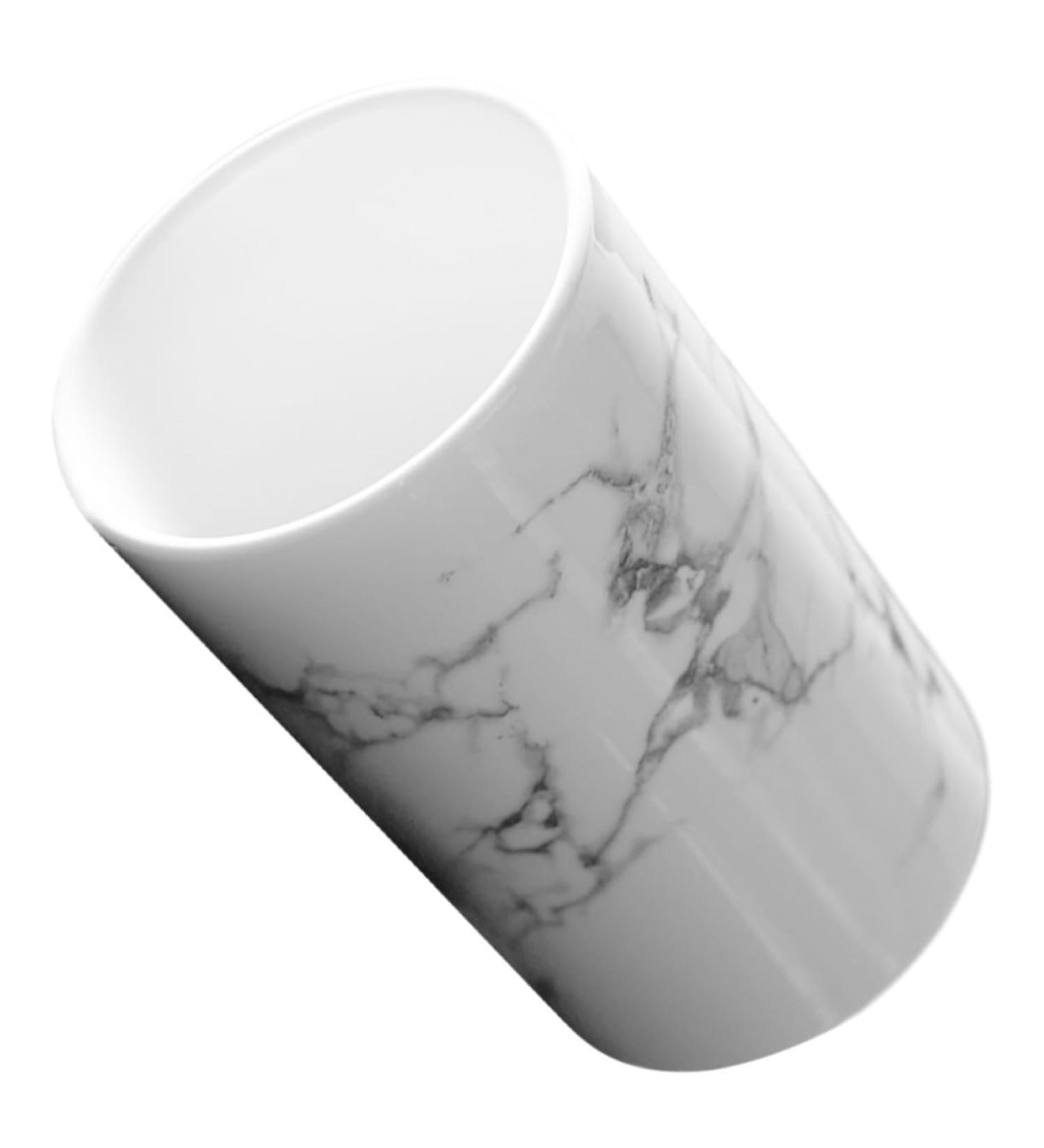 Ohphcall Mundish Cup Teaspoon Holder | Practical Bathroom Toothbrush & Mouthwash Holder | Ceramic Marble Design - Buy Online on GoSupps.com