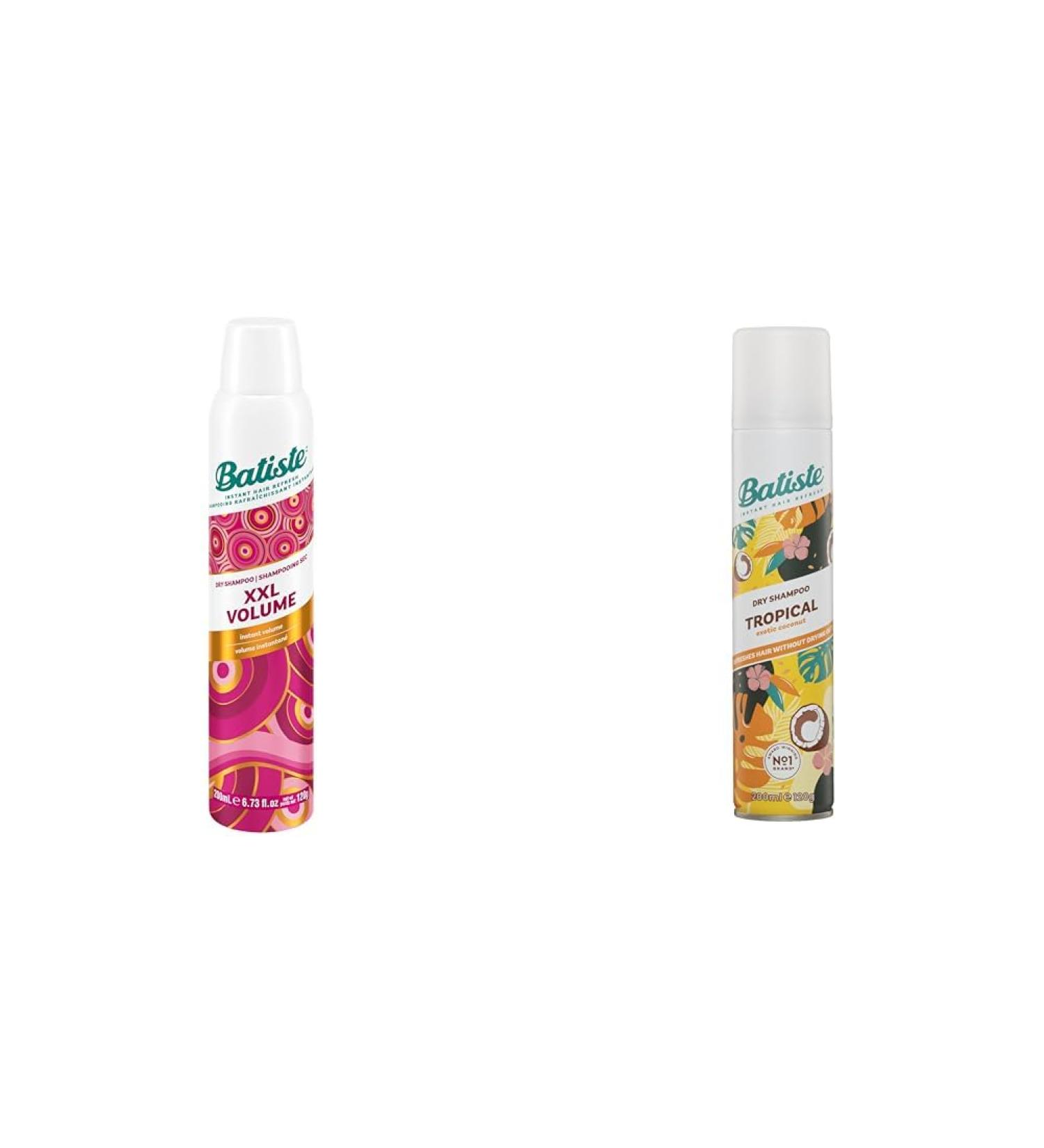 Batiste XXL Volume Dry Shampoo Spray Refresh Hair and Absorb Oil Between Washes & Dry Shampoo Spray Tropical Scent Refresh Hair and Absorb Oil Between Washes Waterless Shampoo 200-ml XXL Volume + Tropical Dry Shampoo Spray - Buy Online on GoSupps.com