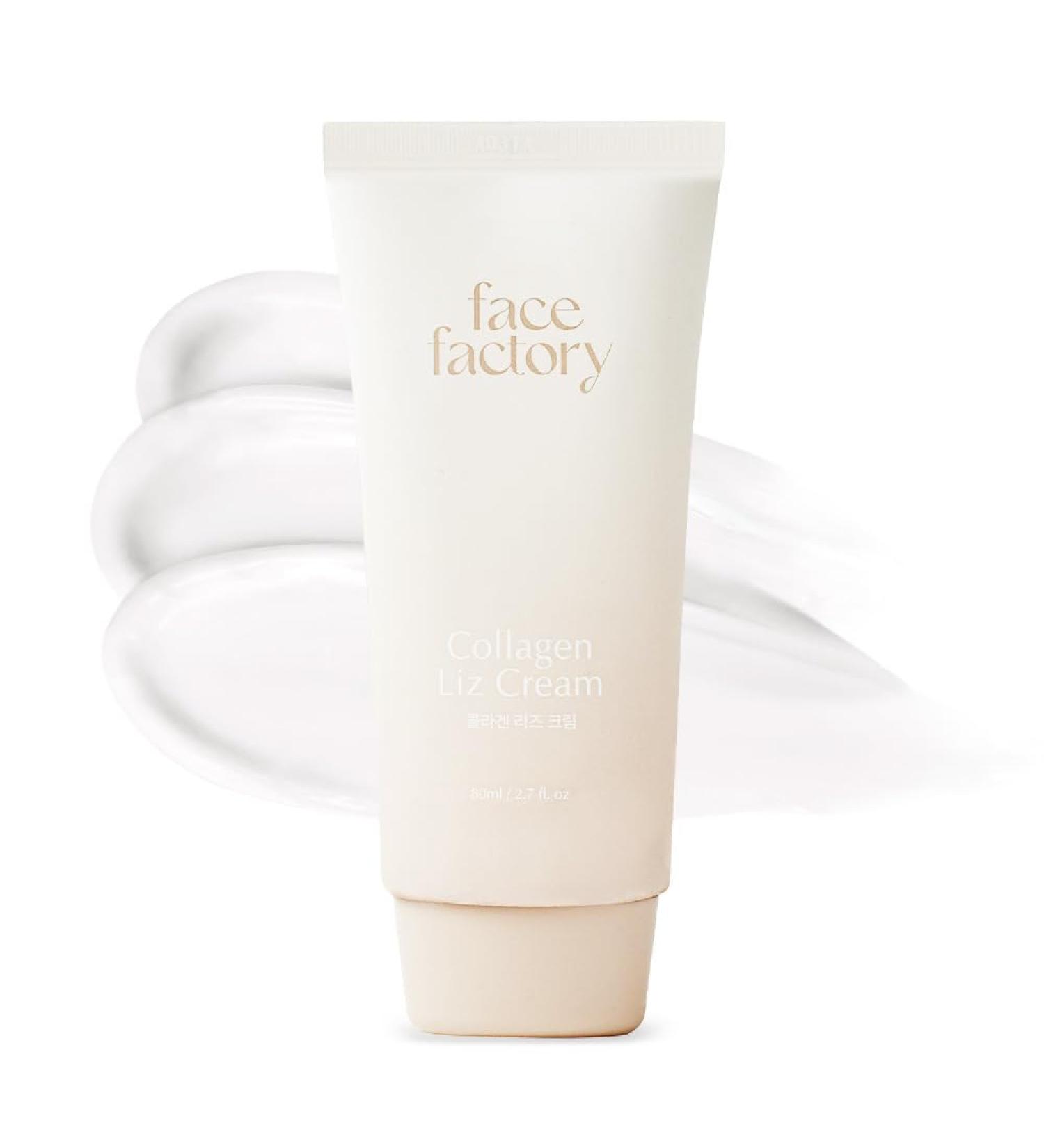 FaceFactory Collagen Liz Cream Deep Hydration Face Moisturizer Korean skincare Fast Absorbing Non-Greasy EWG Green Ingredients Non-Sticky Collagen-Based Firming Wrinkle care (80ml/2.7fl oz) - Buy Online on GoSupps.com