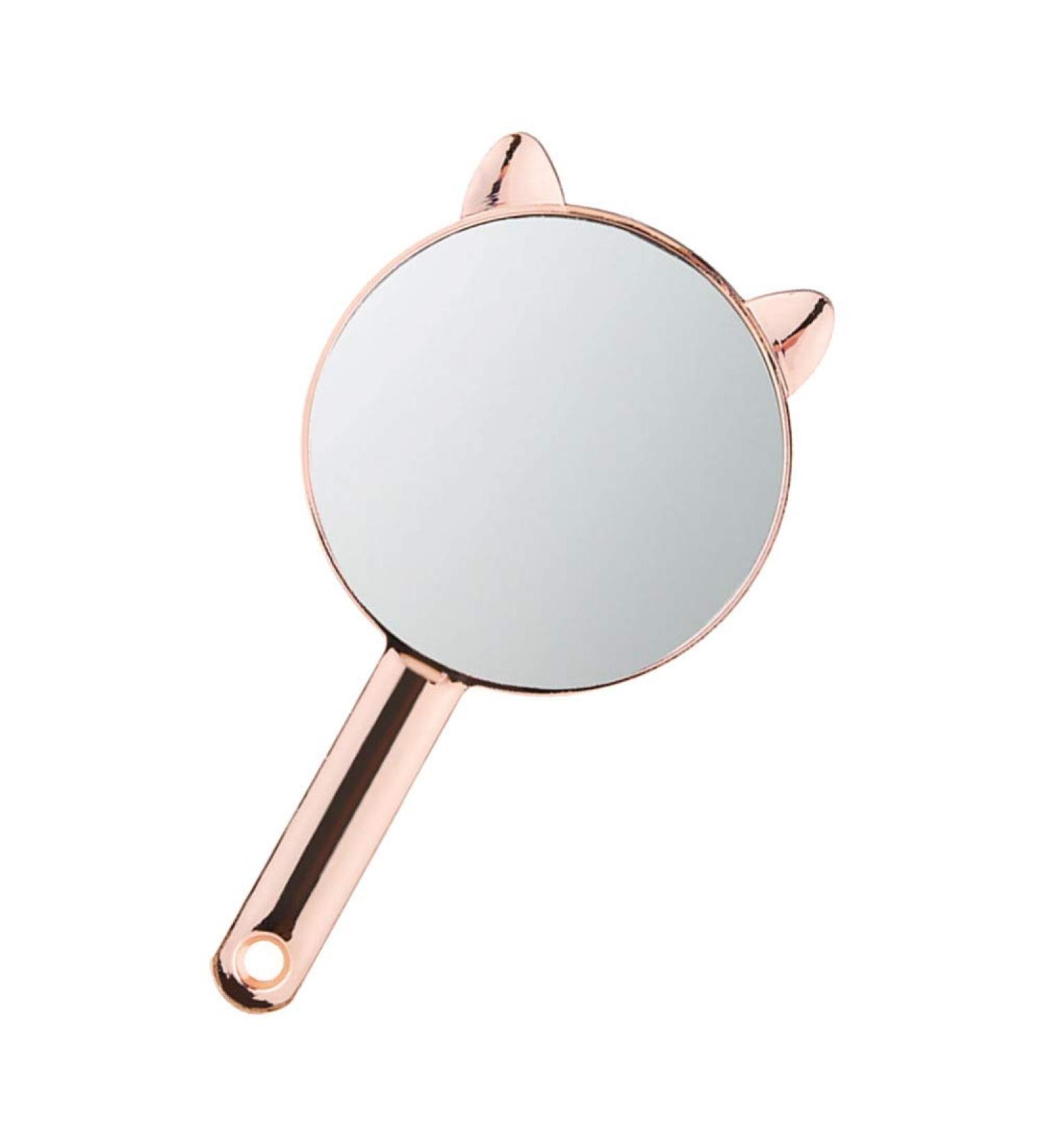Cute Retro Cat Ear Handheld Mirror- Single-Sided Vanity Mirror for Travel and Home Makeup Use - Buy Online on GoSupps.com