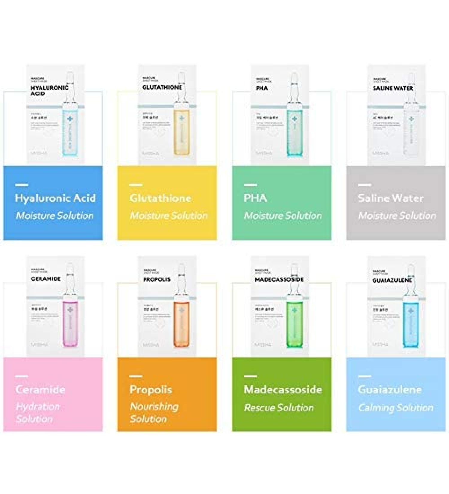 MISSHA Mascure Solution Sheet Mask Set - 8PCS | Hydrating & Revitalizing Cloth Masks for Glowing Skin - International Shipping Available - Buy Online on GoSupps.com
