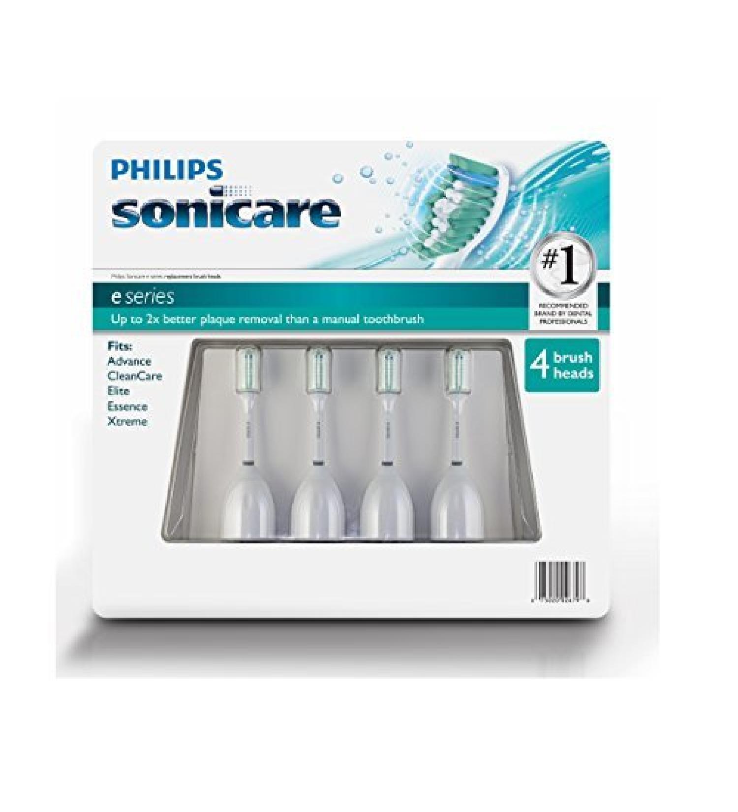 Philips Sonicare E-Series Replacement Brush Heads - 4 Pack (Fit Advance CleanCare Elite Essence Xtreme)
