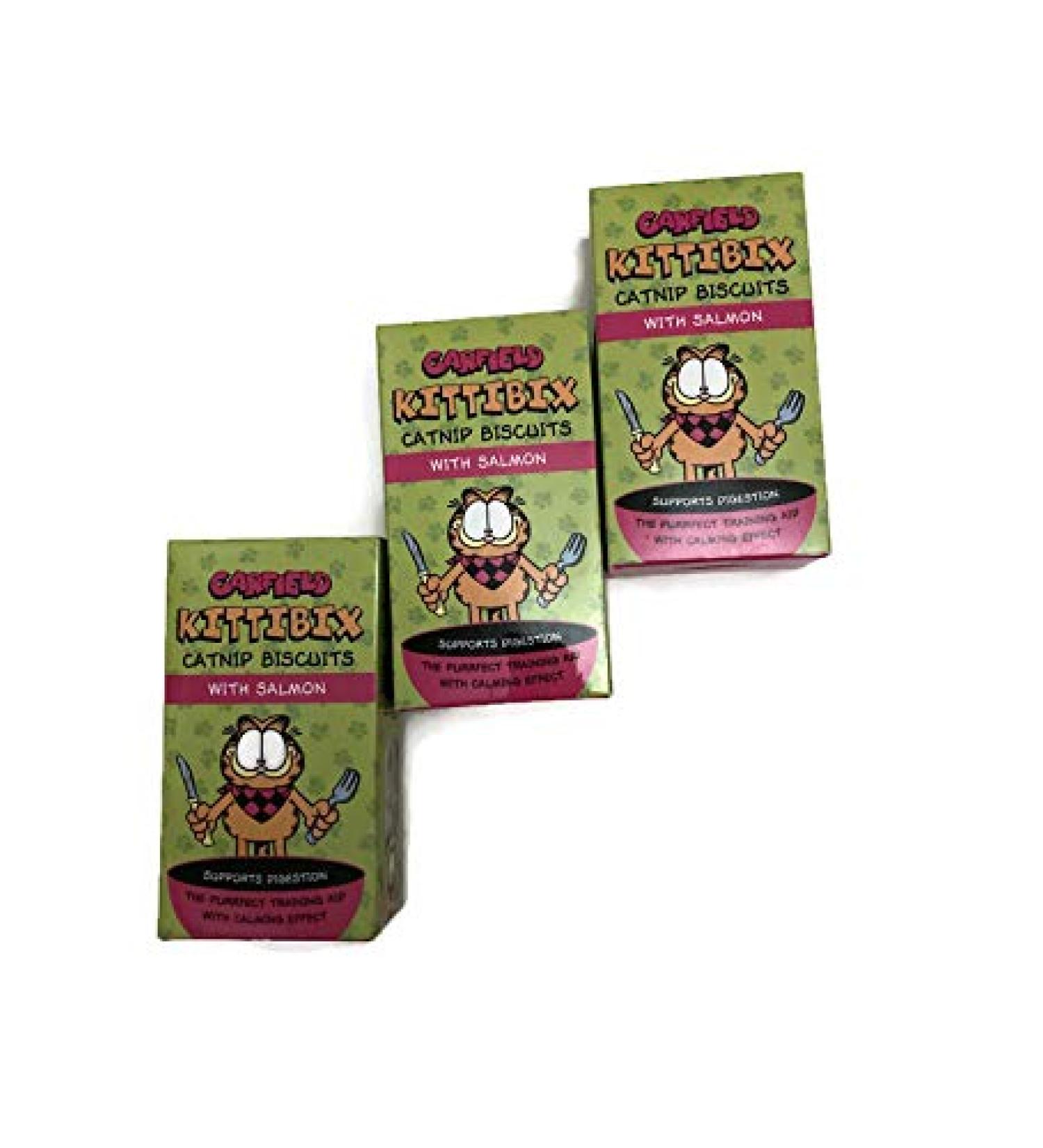 Garfield Salmon Kittibix Catnip Biscuits With Salmon Catnip Treats For Cats 3 Pack Bundle - Buy Online on GoSupps.com