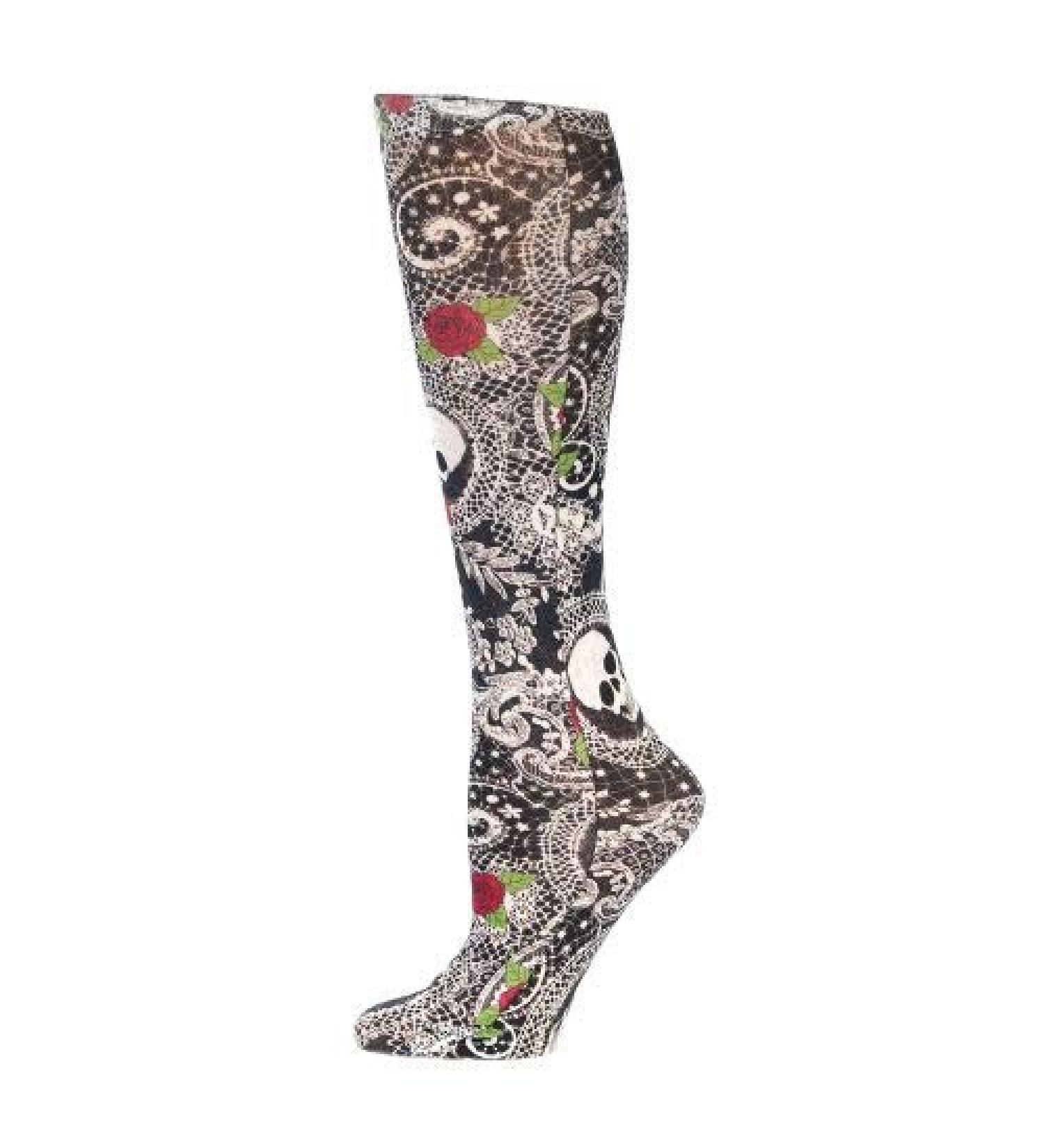Red Moby Celeste-Stein-CMPSQ-2019 Womens 8-15 mmHg Compression Sock - Queen - Skulldugary Black White
