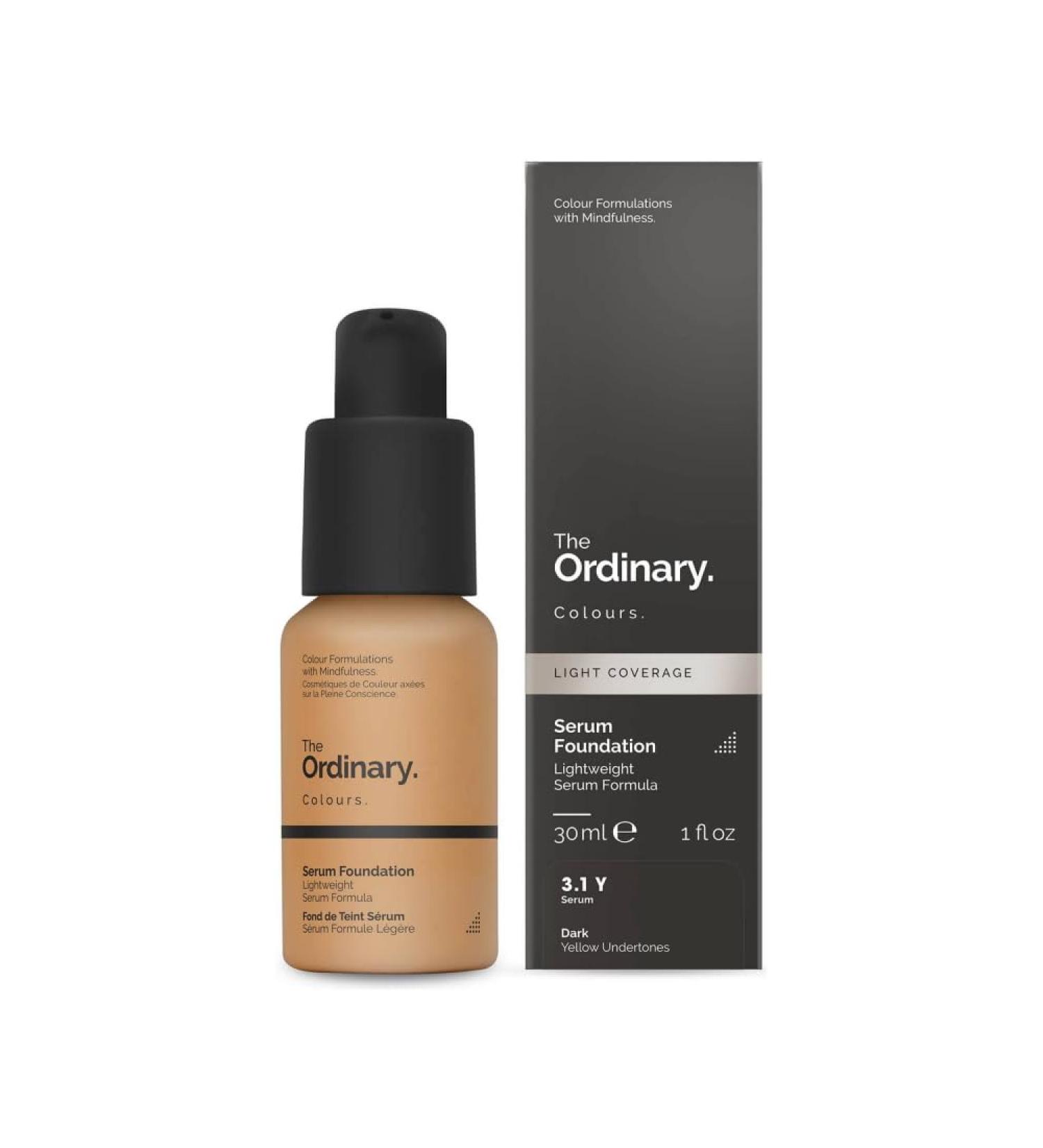 The Ordinary Serum Foundation 30ml Lightweight Pigment Suspension System with Moderate Coverage (3.1Y Dark Yellow Undertones) 30 ml (Pack of 1) 3.1 Y Dark