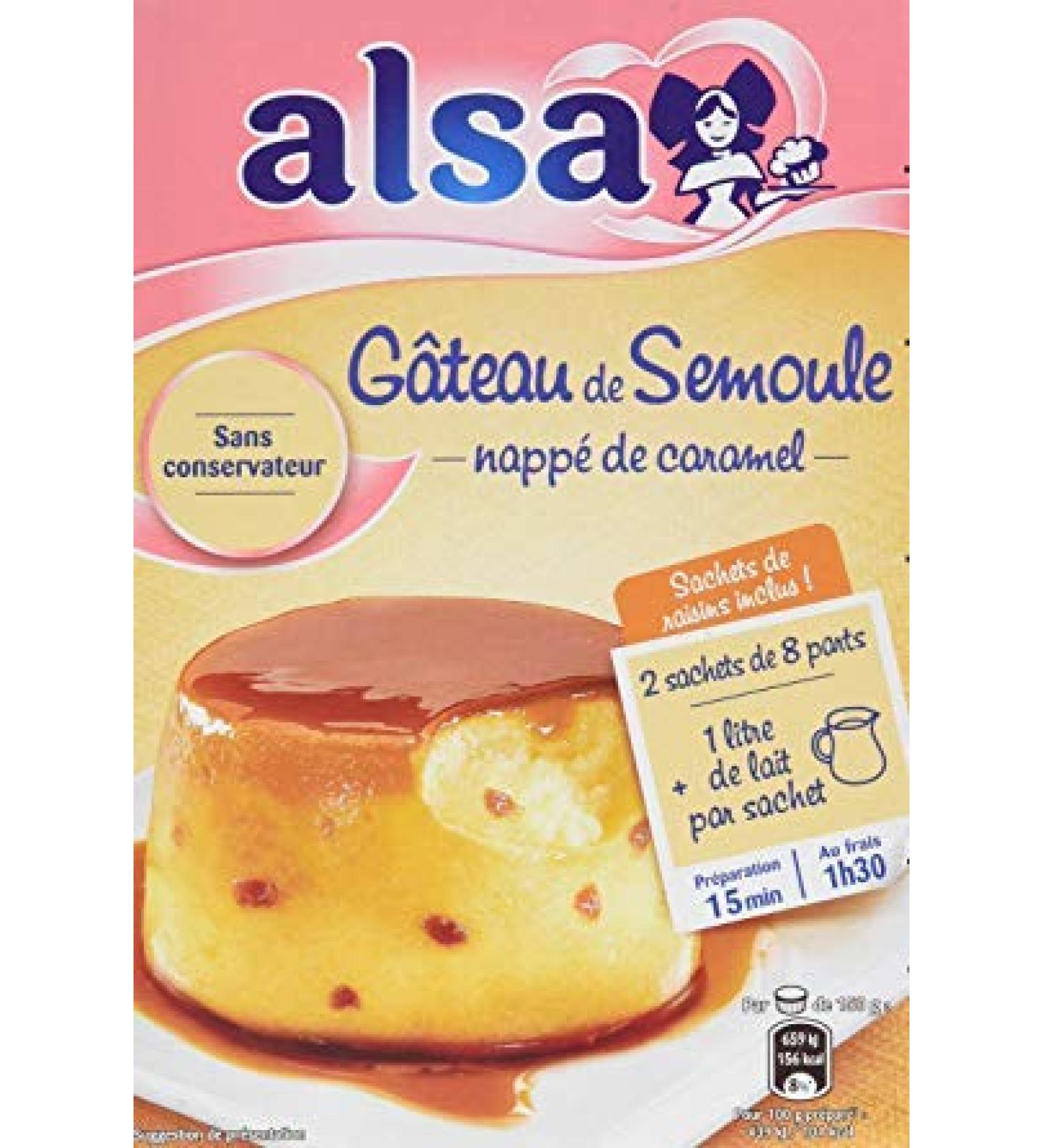 Alsa - Caramel Semolina Cake - Semolina pudding mix with raisins and caramel sauce - 414g