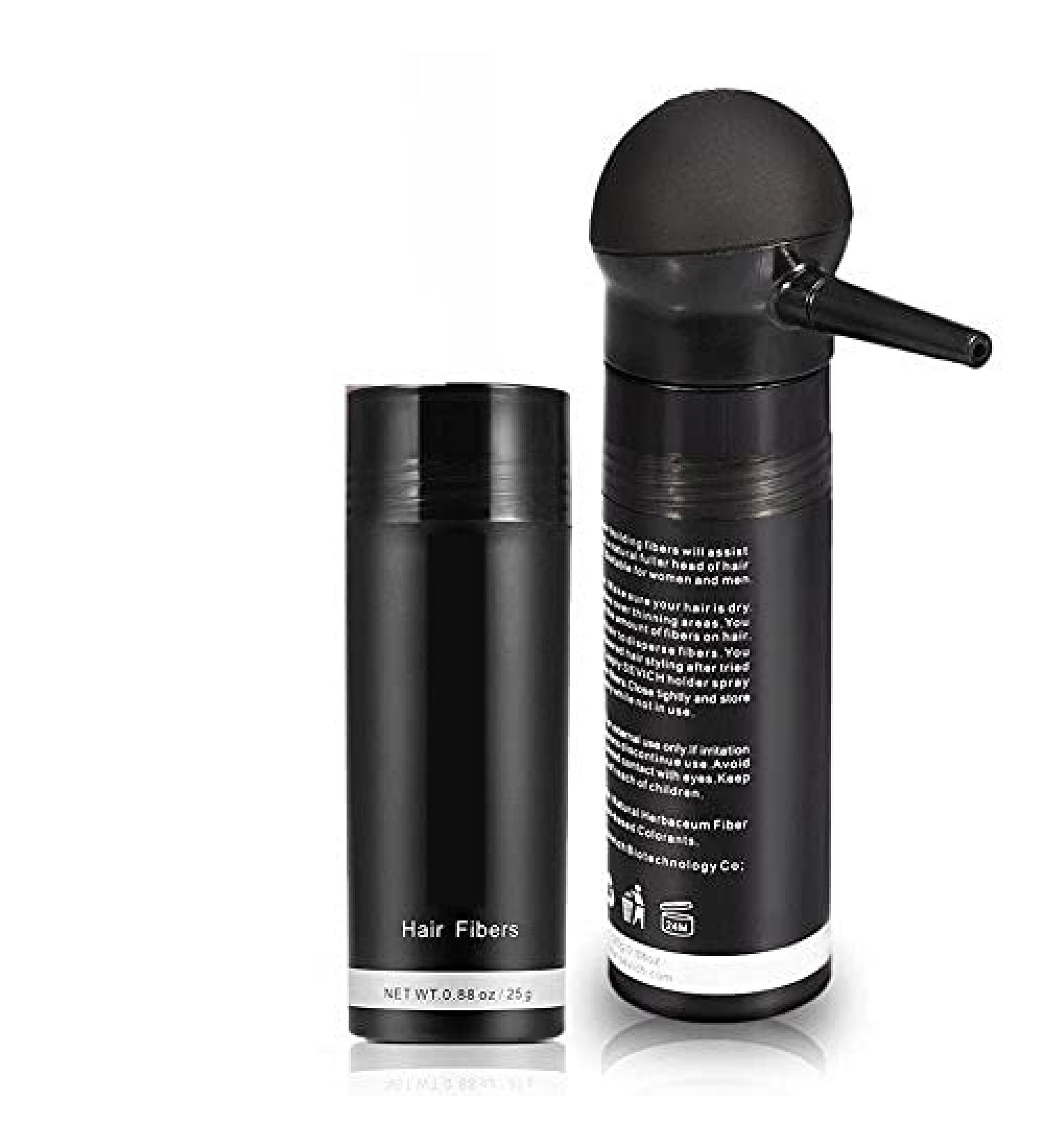 Professional Hair Thickening Solution - Hair Fibres Powder for Women and Men - 5 Colors Concealer for Thinning Hair - Pump Spray Applicator Included (Black) - Buy Online on GoSupps.com