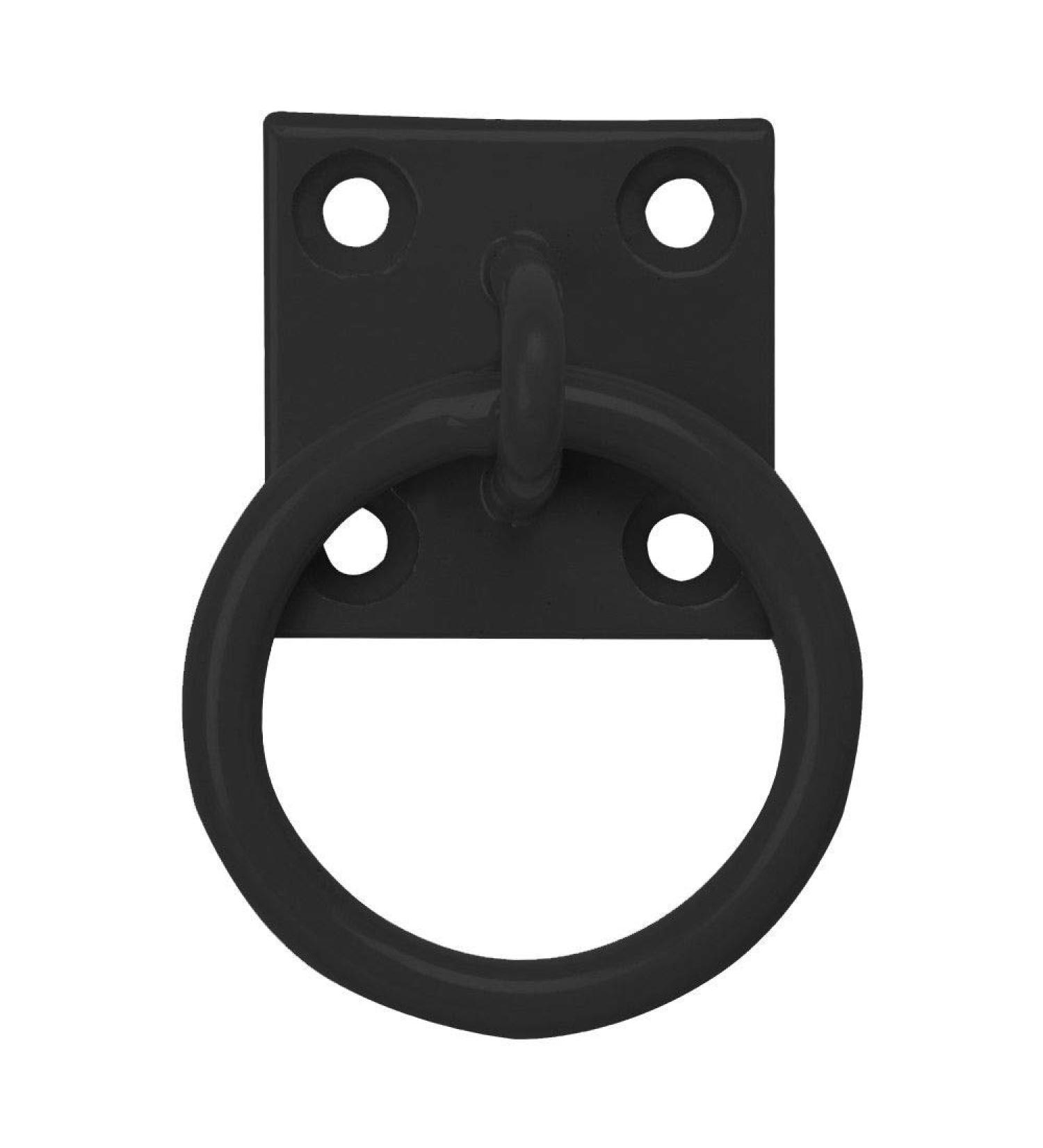 Haven Heritage Equestrian Coloured Tie Ring on 50mm Plate Stable Tie Up Ring Horse Pony (BLACK)