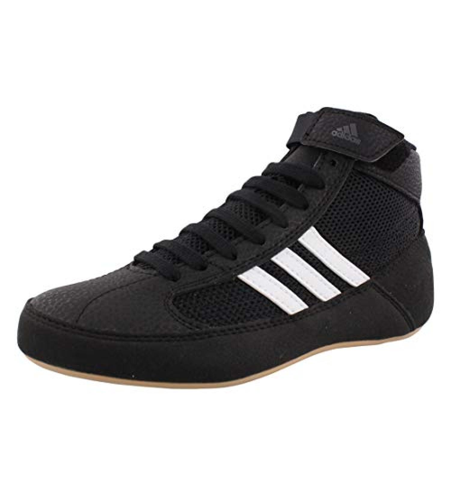 Adidas Wrestling HVC Youth Laced Shoe Black/White/Iron Metallic - Size 4.5 Little Kid (4-8 Years) - Buy Online on GoSupps.com