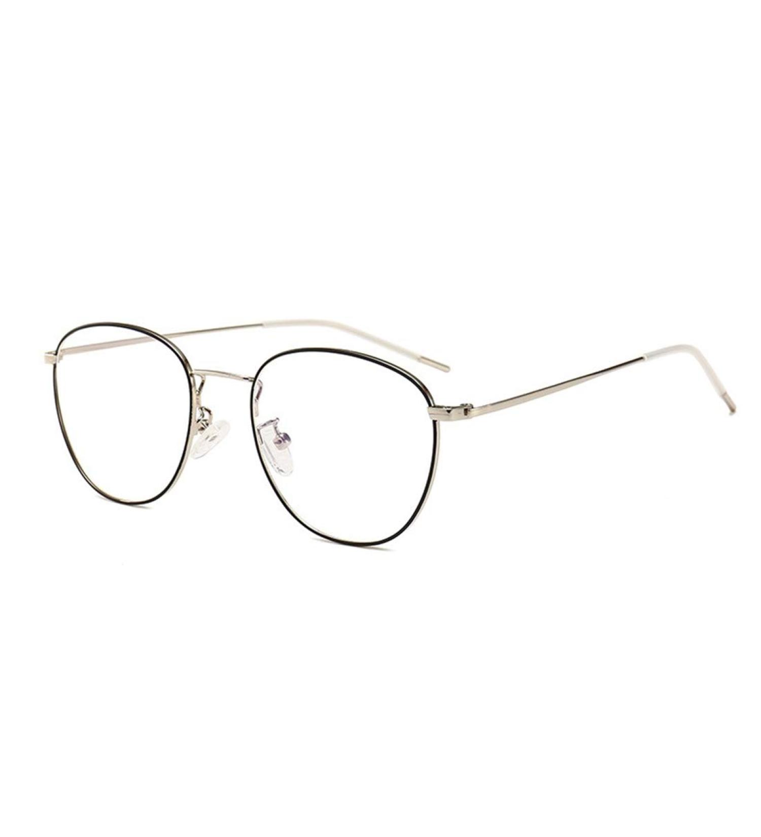 Blue Light Filter Glasses for Men & Women | Retro Metal Frame Gaming & Computer Glasses in Black & Silver - Buy Online on GoSupps.com