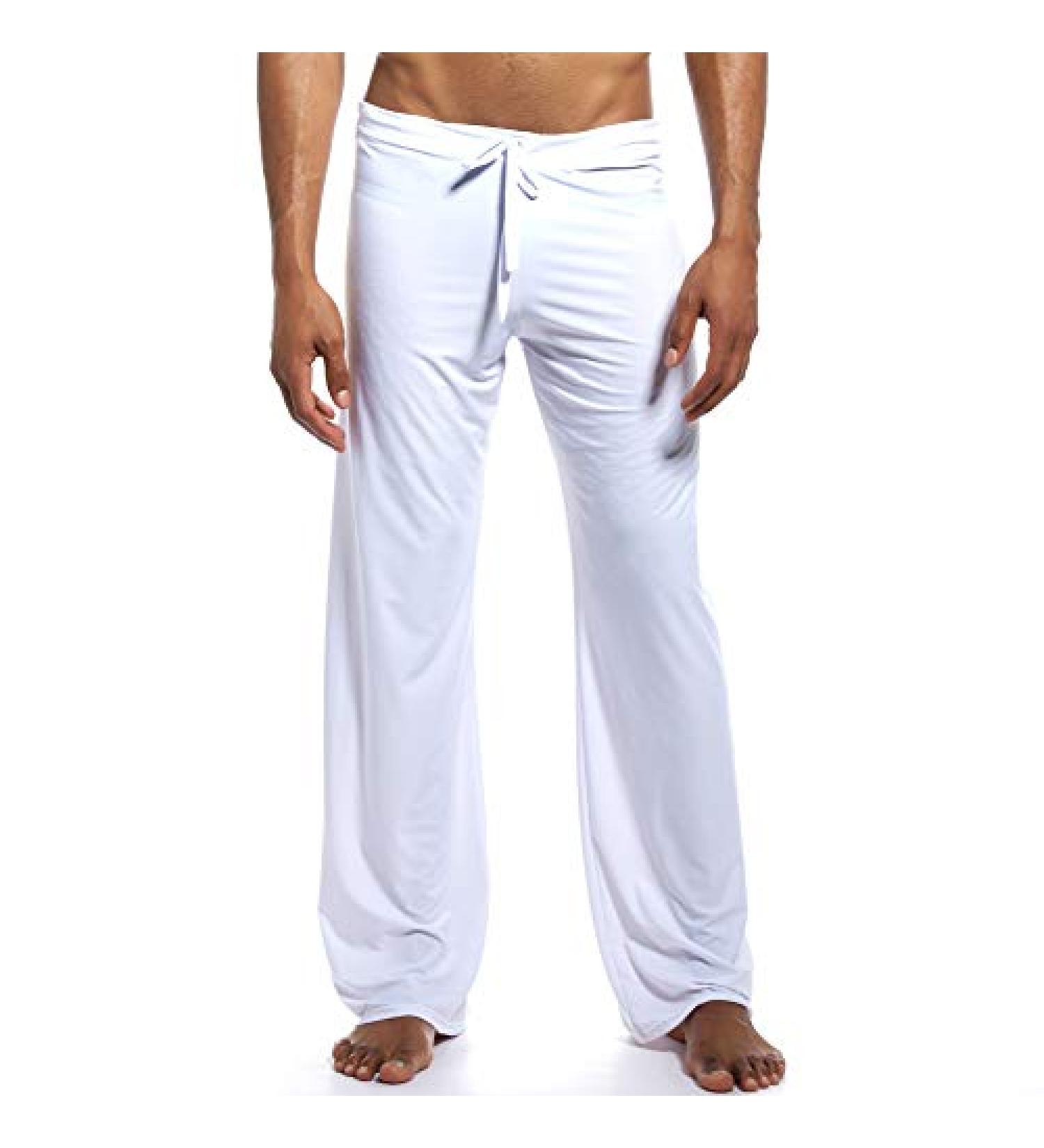 K-Men Mens Ice Silk Low Rise Yoga Pants - White, Medium - Buy Online on GoSupps.com