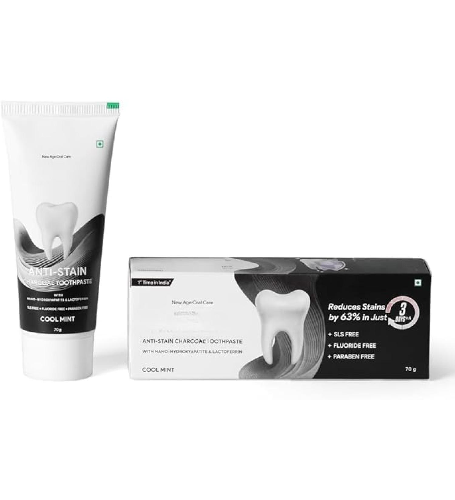 PV Charcoal Toothpaste for Stain Removal & Teeth Whitening Protects Against Dental Caries & Strengthens Enamel Reduces 63% Stains Whitens Teeth by 80% in just 3 Days - 70g