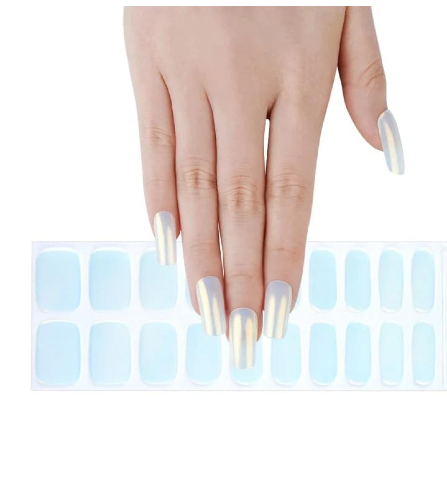 Zaubern gel4Home - Aurora Light Blue UV Gel Nail Wraps | Semi-Cured UV Nail Foils for Flawless Manicures - Buy Online on GoSupps.com