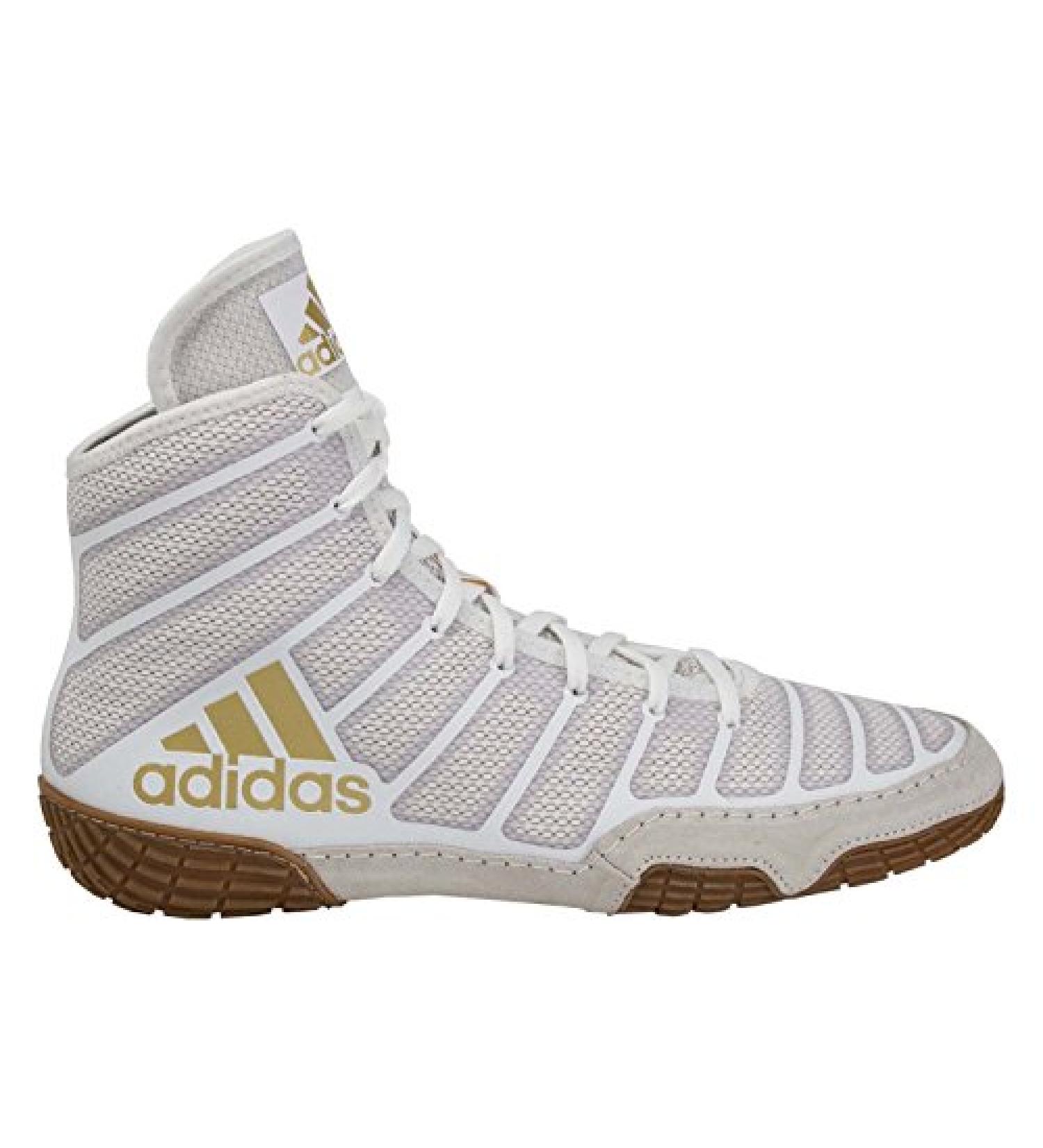 Adidas Men's Varner Wrestling Shoe | White/Matte Gold/Brown | Size 12 - Buy Online on GoSupps.com