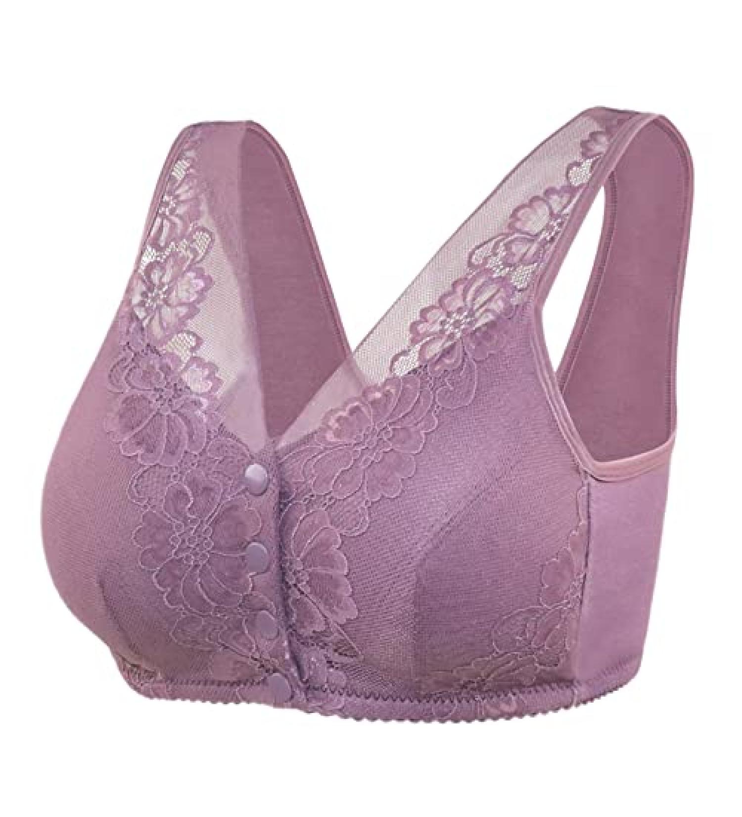 Women's Front Buckle Workout Sports Bra | Full Coverage No Steel Ring | Purplegrey, Size 38 - Buy Online on GoSupps.com