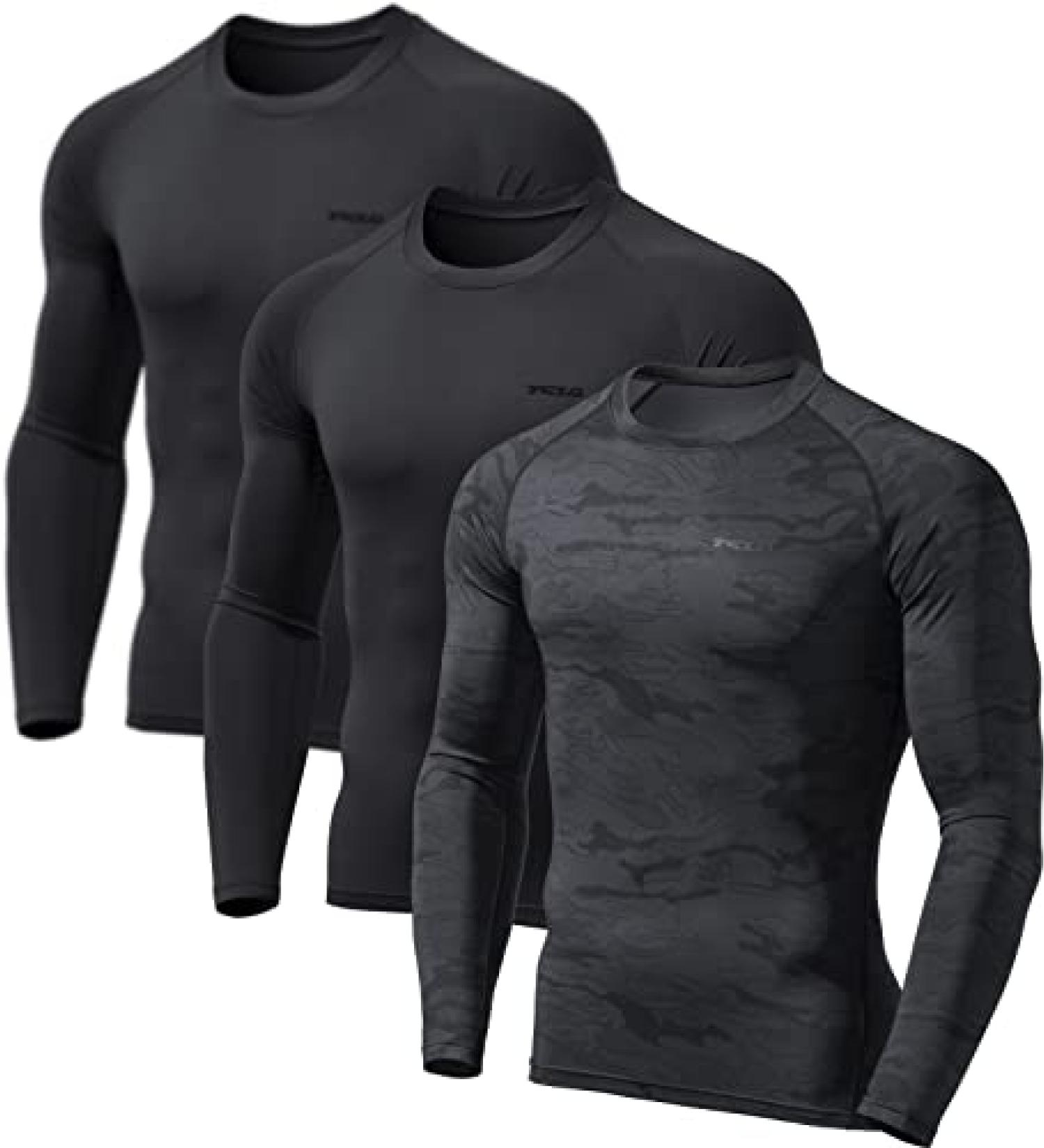 TSLA Men's UPF 50+ Long Sleeve Compression Shirts - Pack of 3 | Athletic Workout & Water Sports Rash Guard | Black/Urban Camo | Medium - Buy Online on GoSupps.com