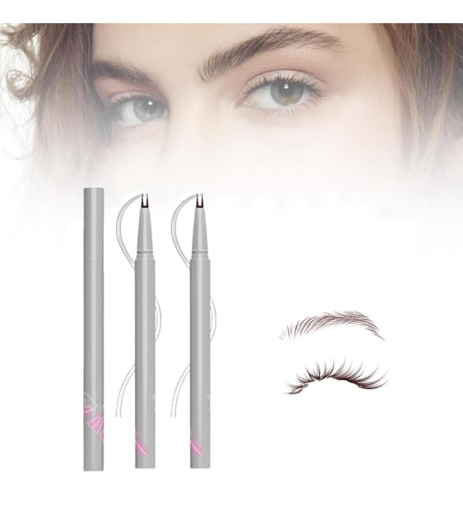 Double Tip Lower Eyelash Pencil - 2024 New 3D Waterproof 2 Tip Eyelash Pen Eye Liner Liquid Eyeliner - Dual Pronged Bottom Eyelashes Pen Waterproof Liquid Eyeliner for Natural Eye Makeup (Brown-2pcs) - Buy Online on GoSupps.com